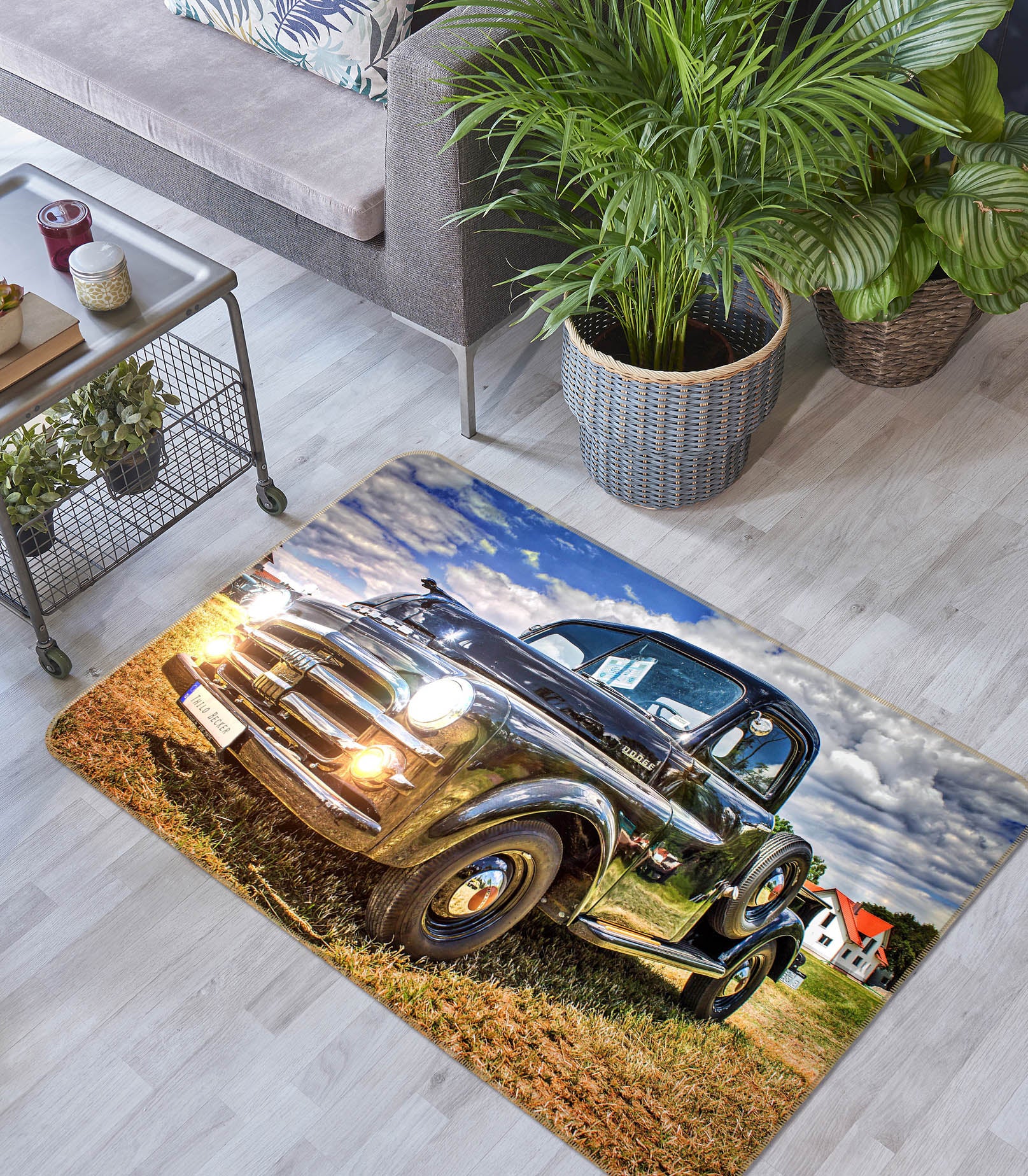 3D Grass Black Car 68054 Vehicle Non Slip Rug Mat