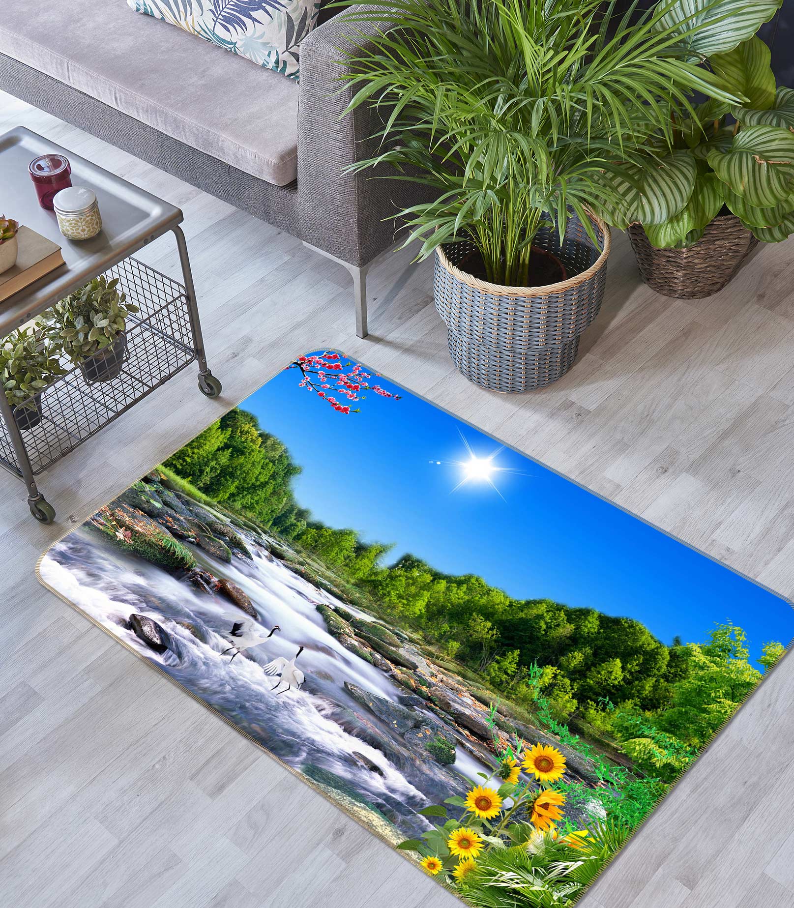 3D Running Water Forest 76246 Non Slip Rug Mat