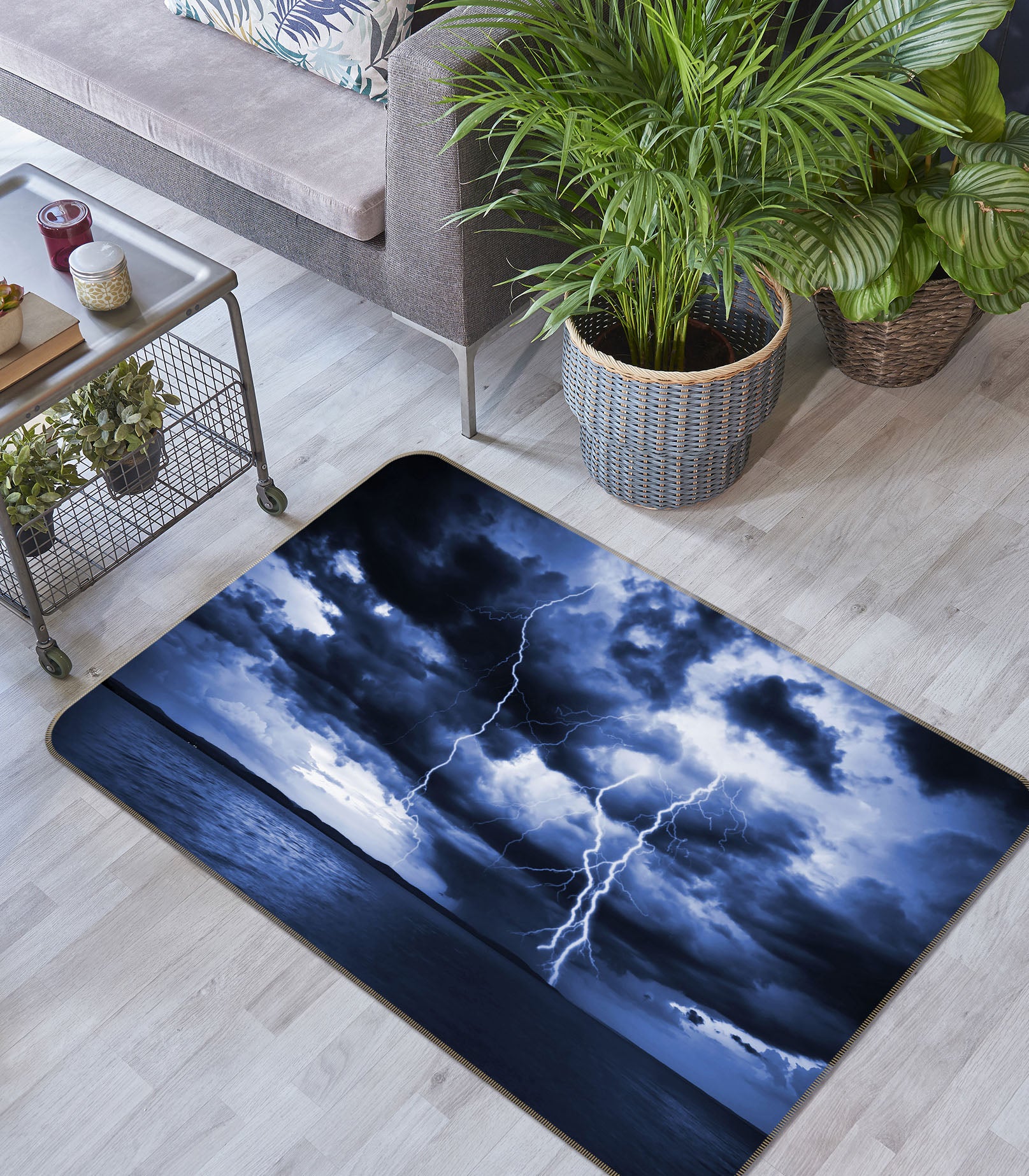 3D Lightning Sea Clouds 31163 Non Slip Rug Mat