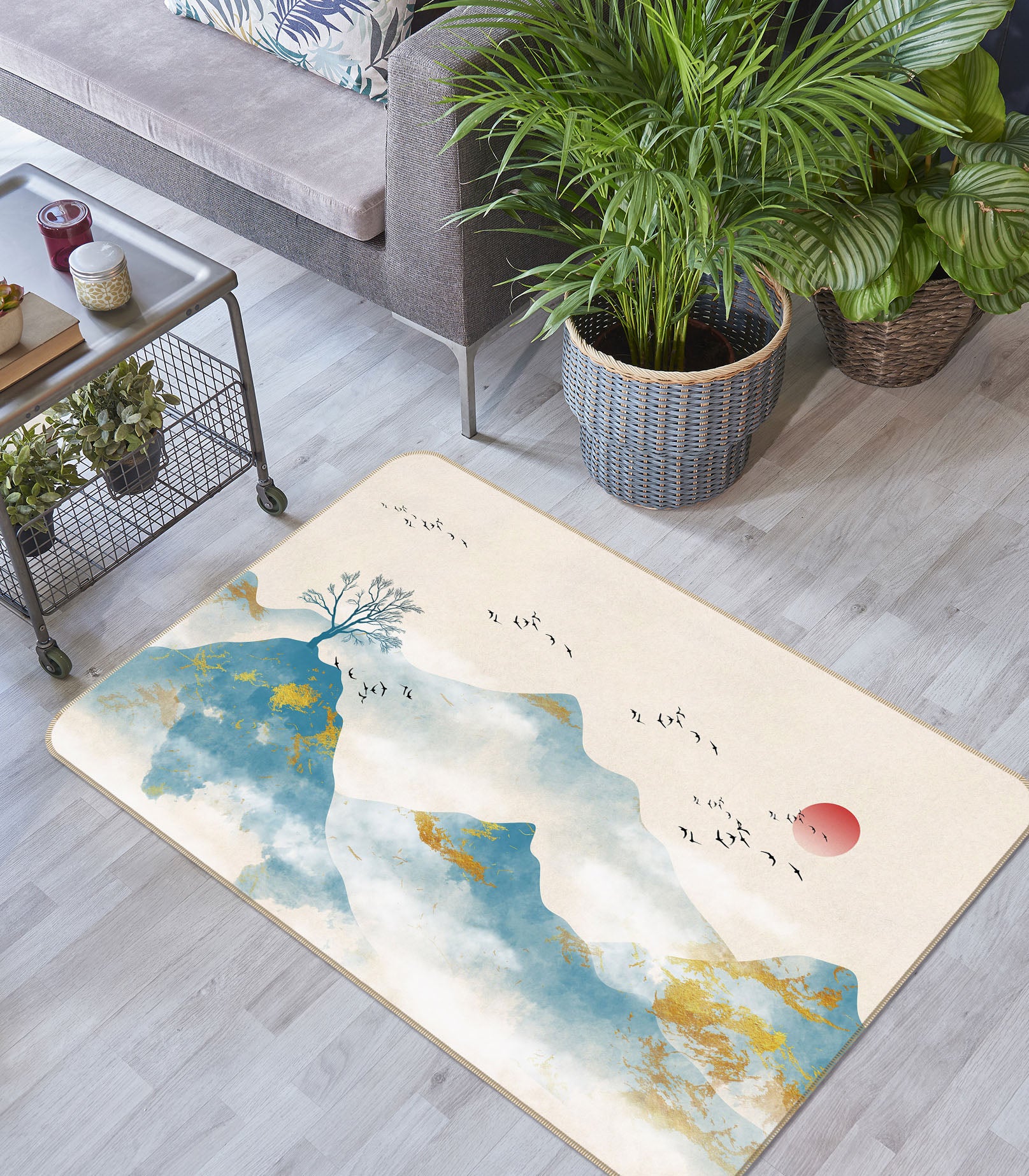 3D Ink Mountains 34030 Non Slip Rug Mat