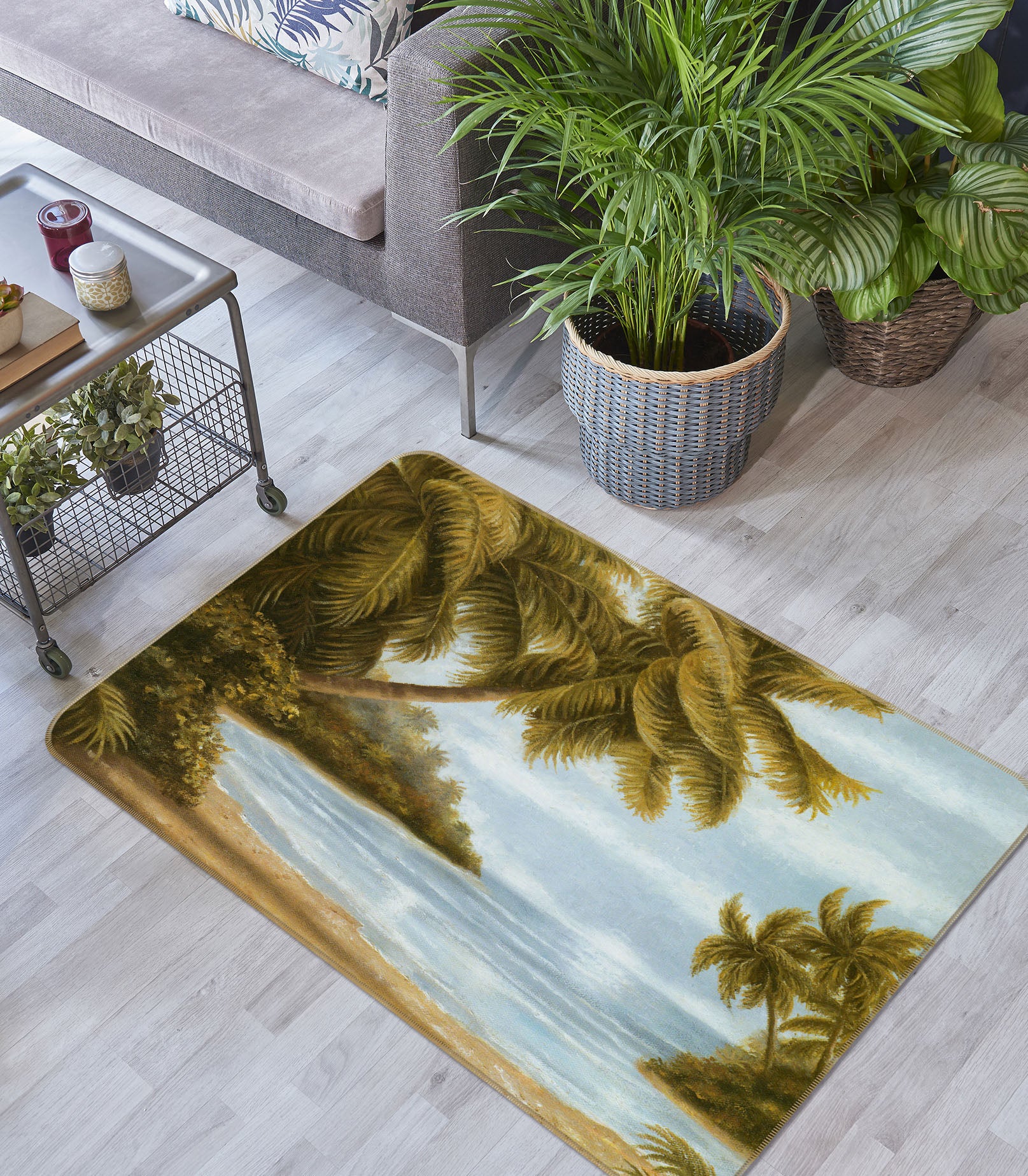 3D Seaside Coconut Tree 32027 Non Slip Rug Mat