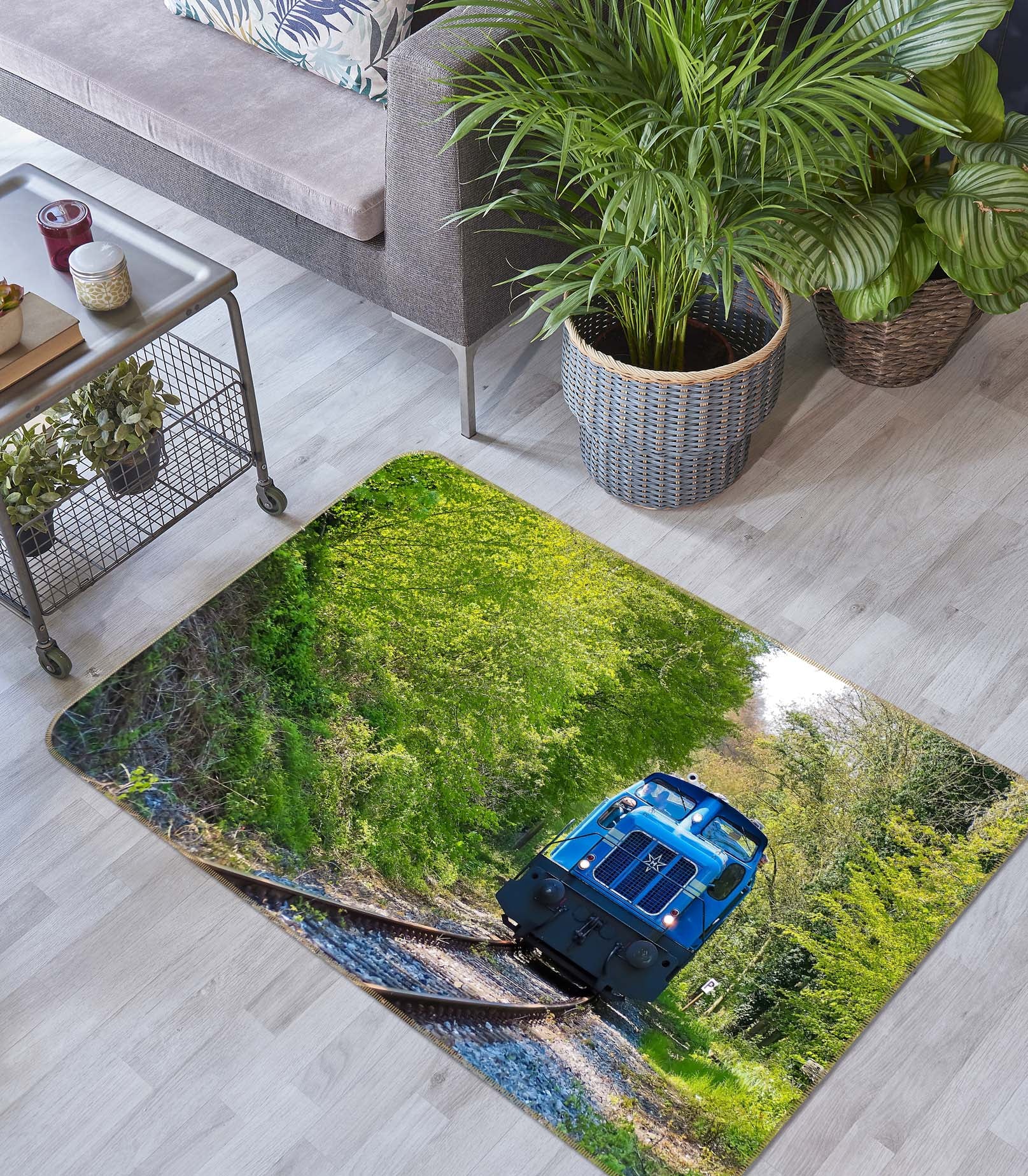 3D Blue Train 42014 Vehicle Non Slip Rug Mat