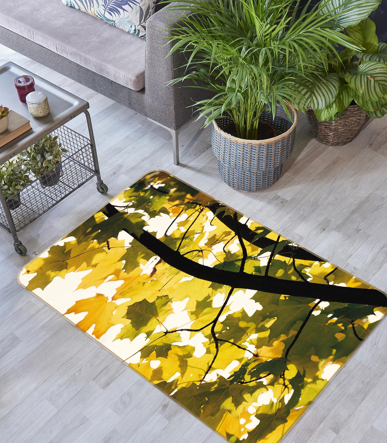 3D Trees Leaves 75271 Non Slip Rug Mat