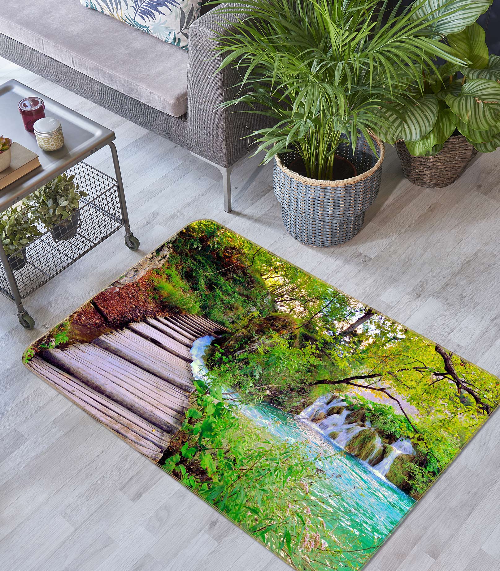 3D Jungle Bridge 77226 Non Slip Rug Mat