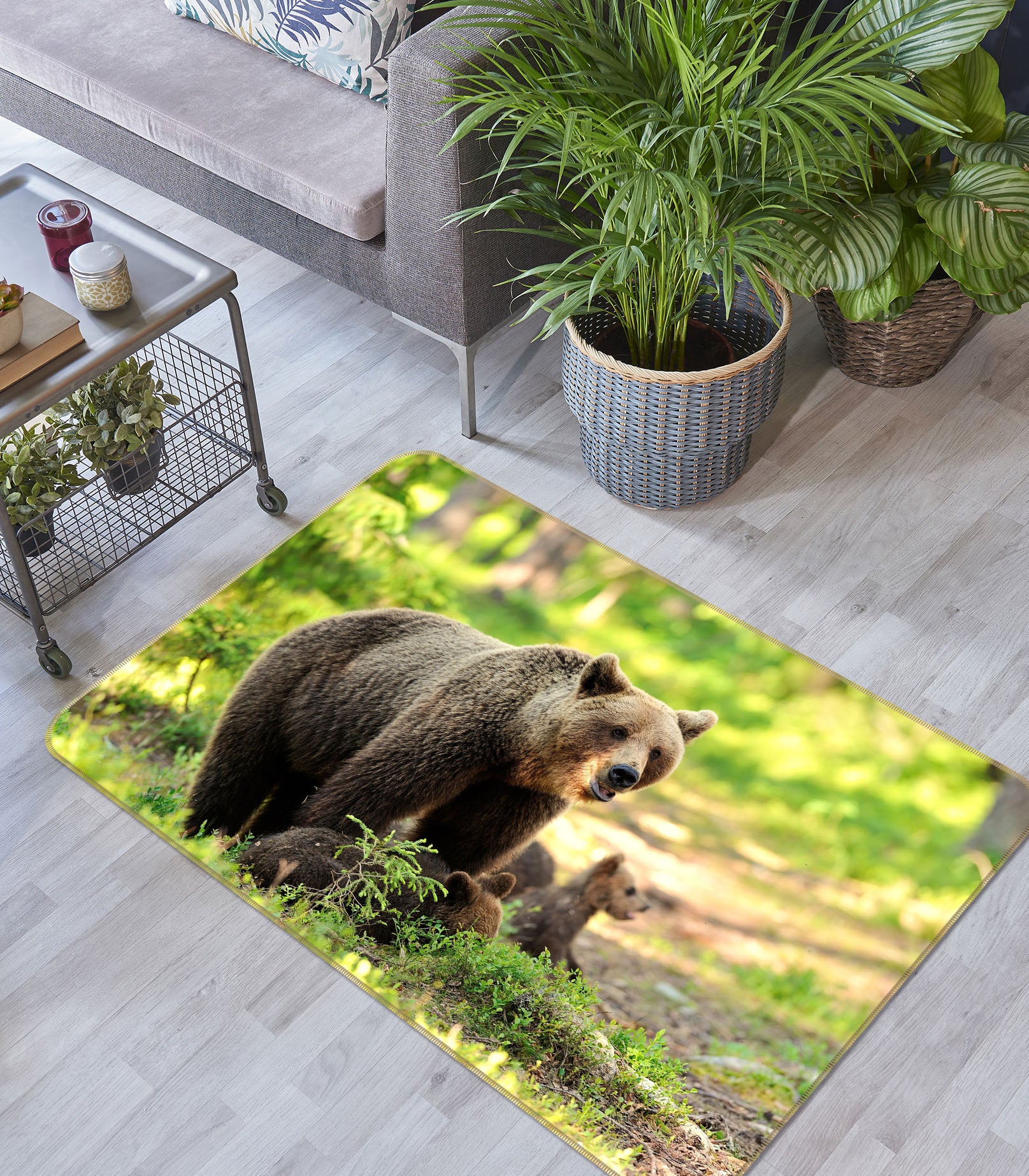 3D Black Bear 124 Animal Non Slip Rug Mat