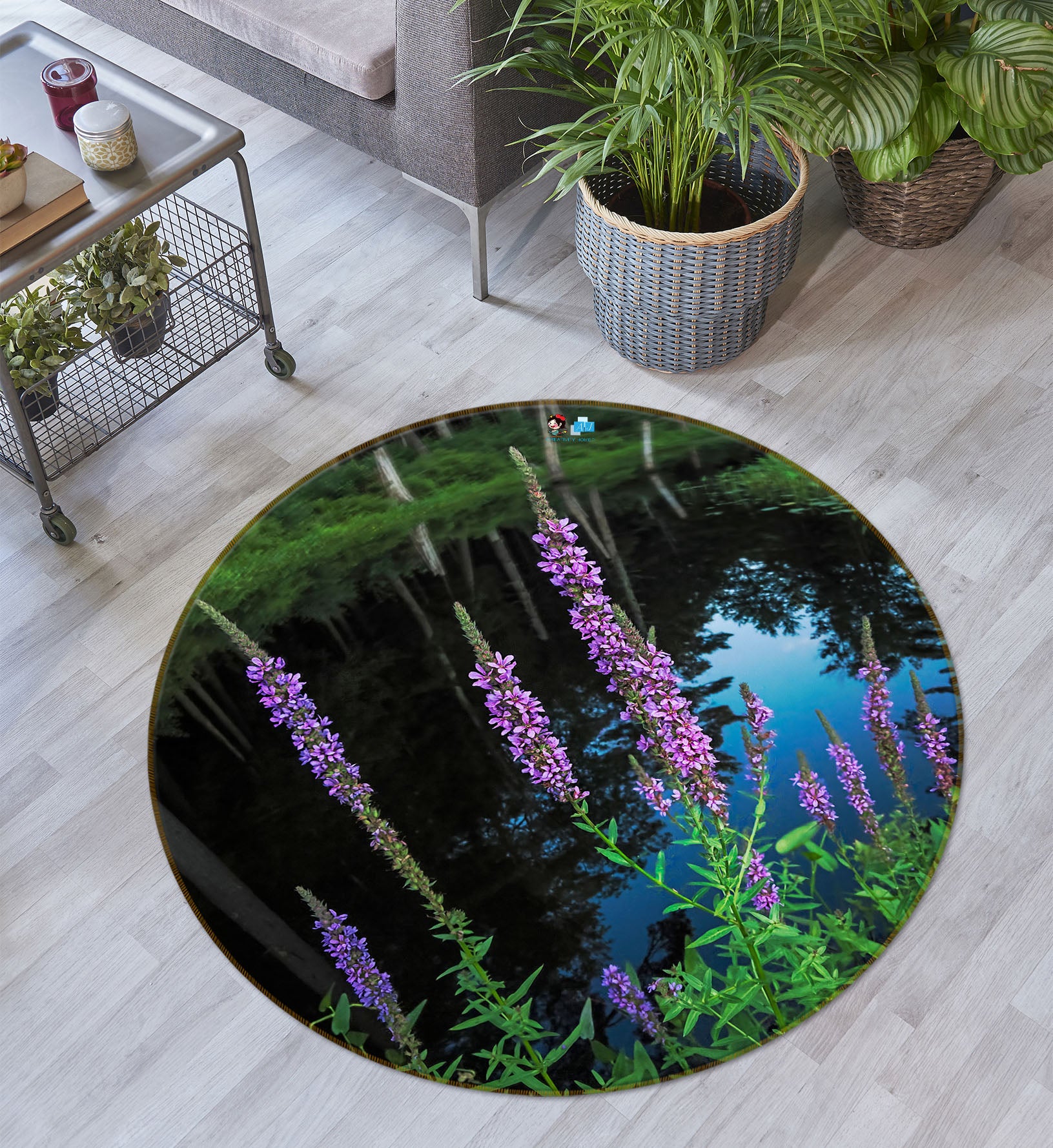 3D Purple Reign 85114 Jerry LoFaro Rug Round Non Slip Rug Mat