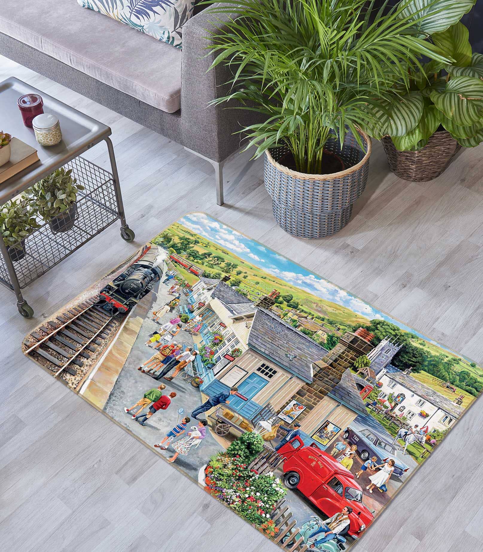 3D The Village Station 1125 Trevor Mitchell Rug Non Slip Rug Mat Mat AJ Creativity Home
