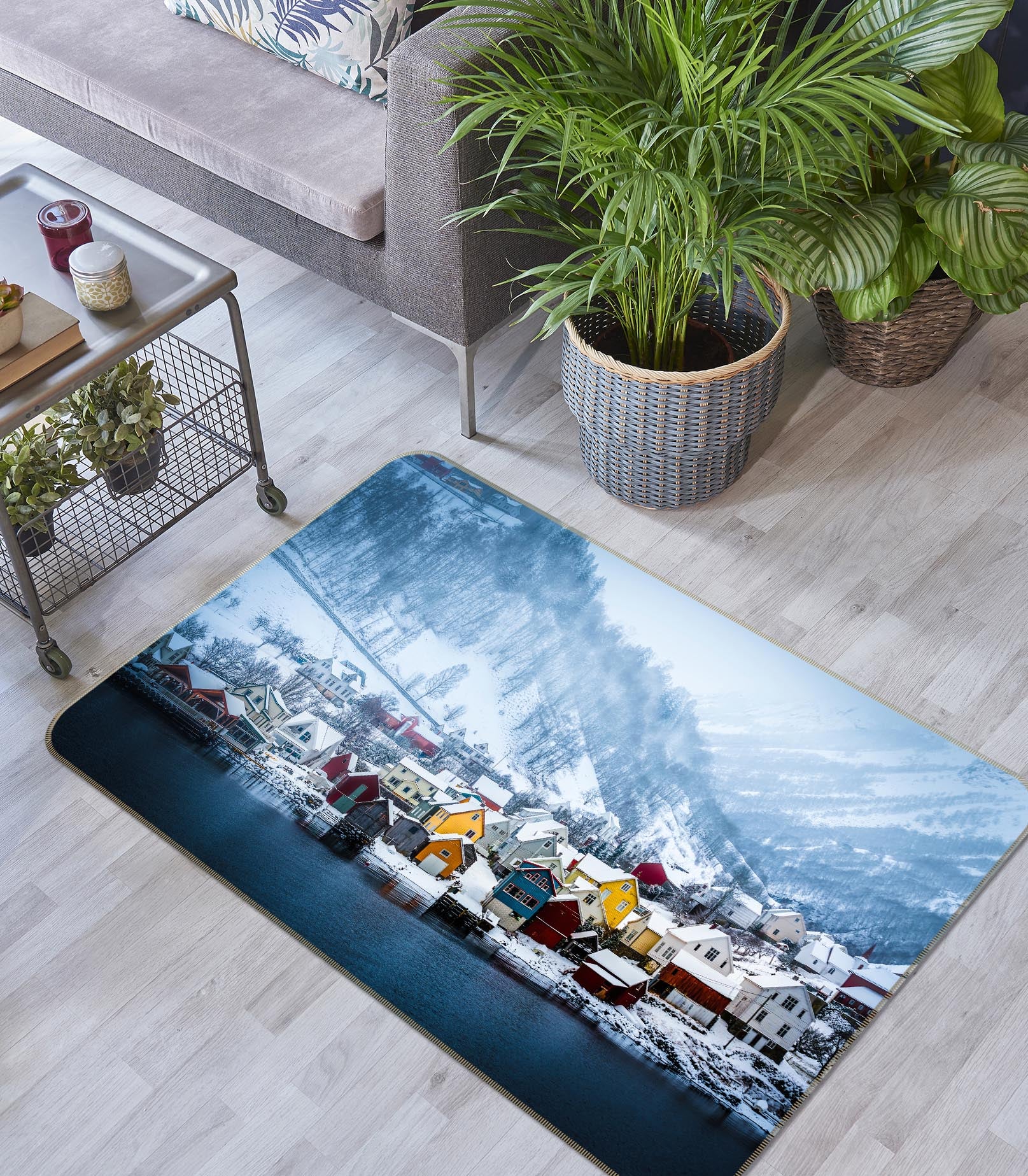 3D Snow Mountain House 29149 Non Slip Rug Mat