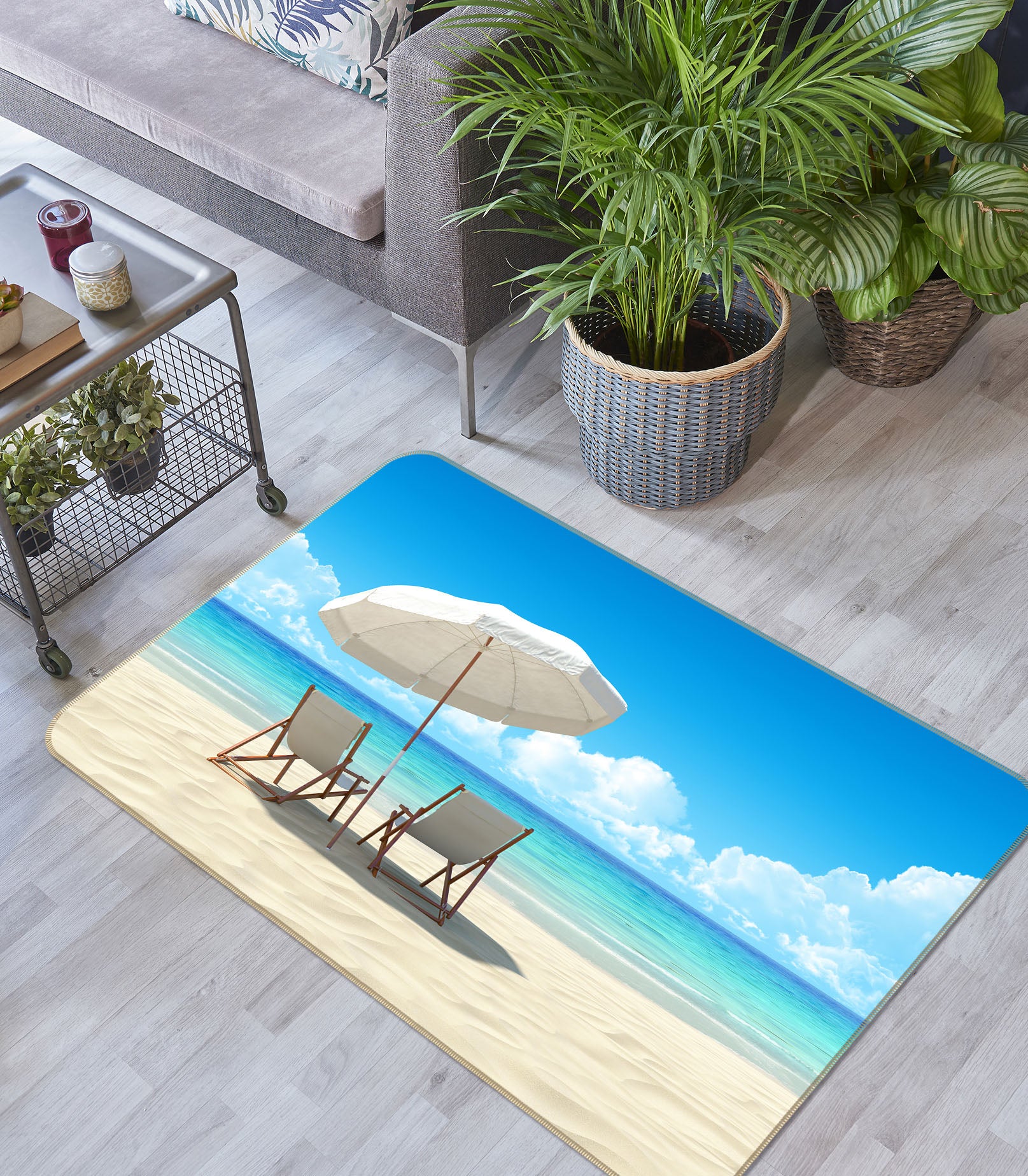 3D Beach Umbrellas 65089 Non Slip Rug Mat