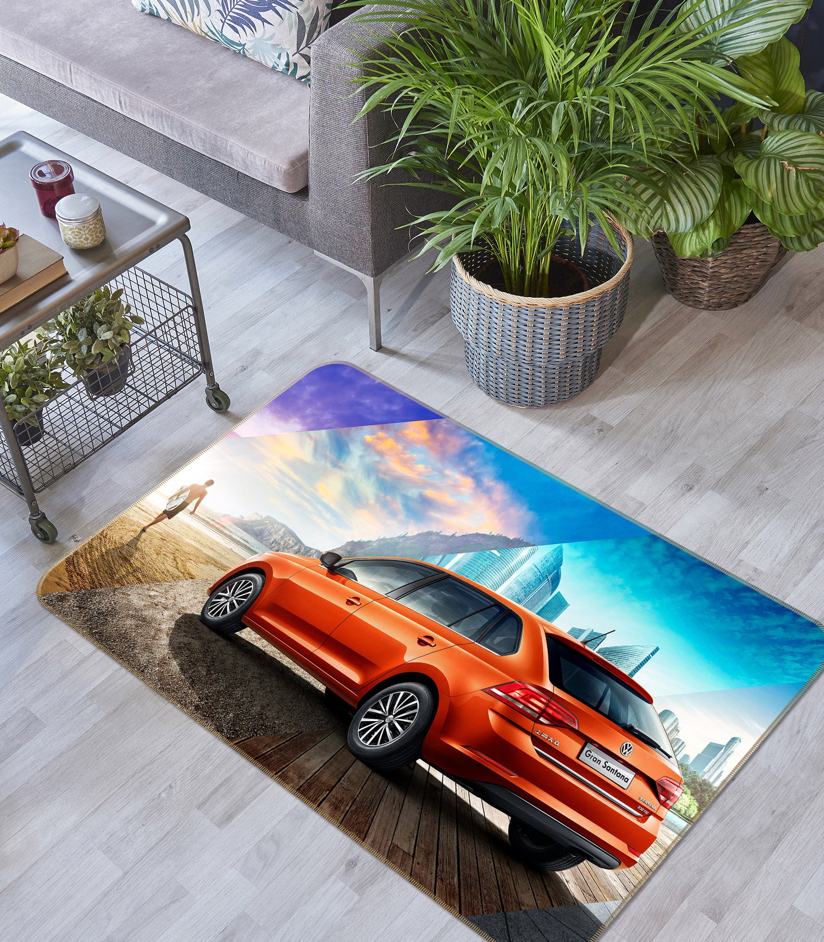 3D Red Car 42025 Vehicle Non Slip Rug Mat