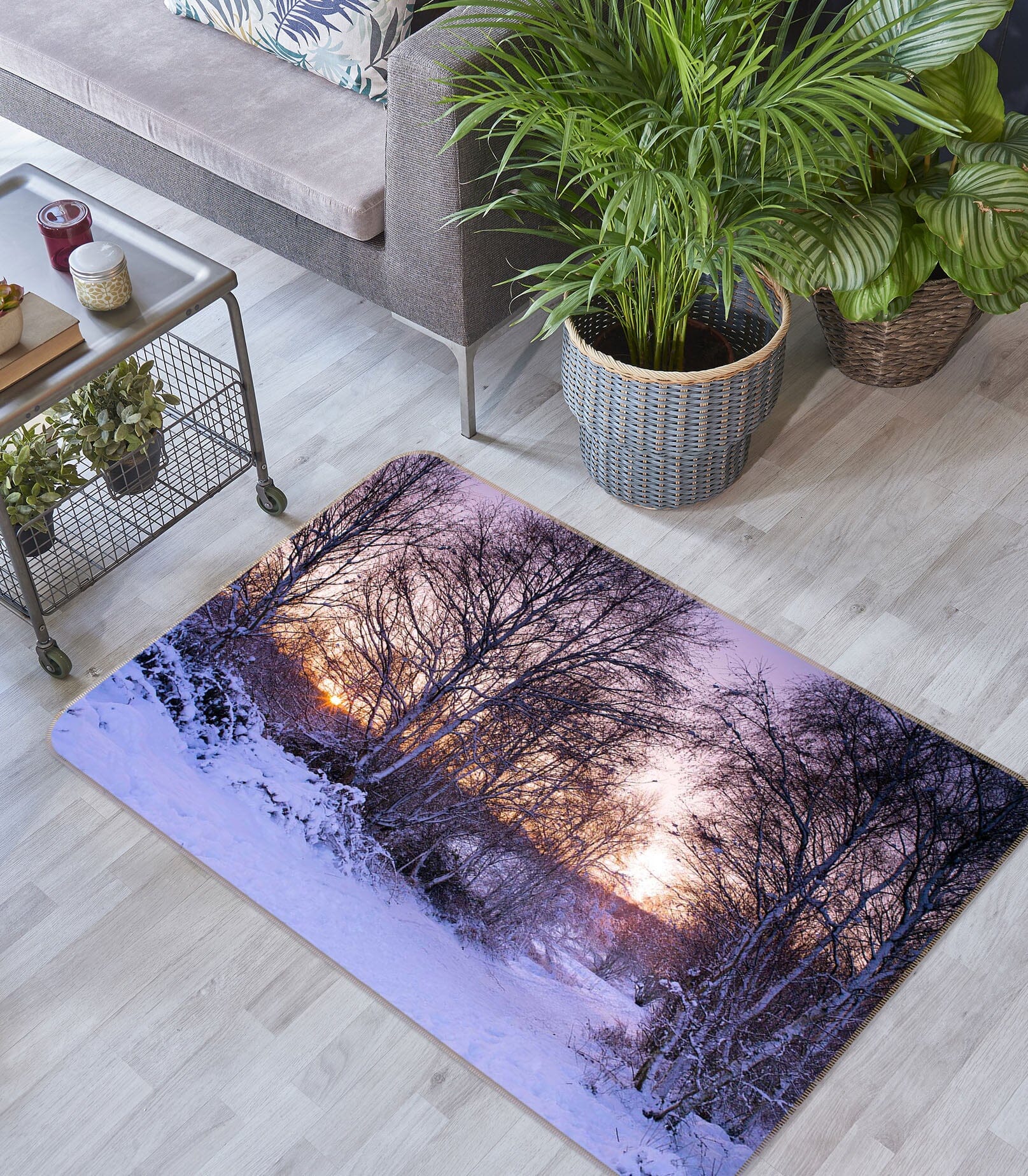3D Snow Forest 1002 Assaf Frank Rug Non Slip Rug Mat Mat AJ Creativity Home
