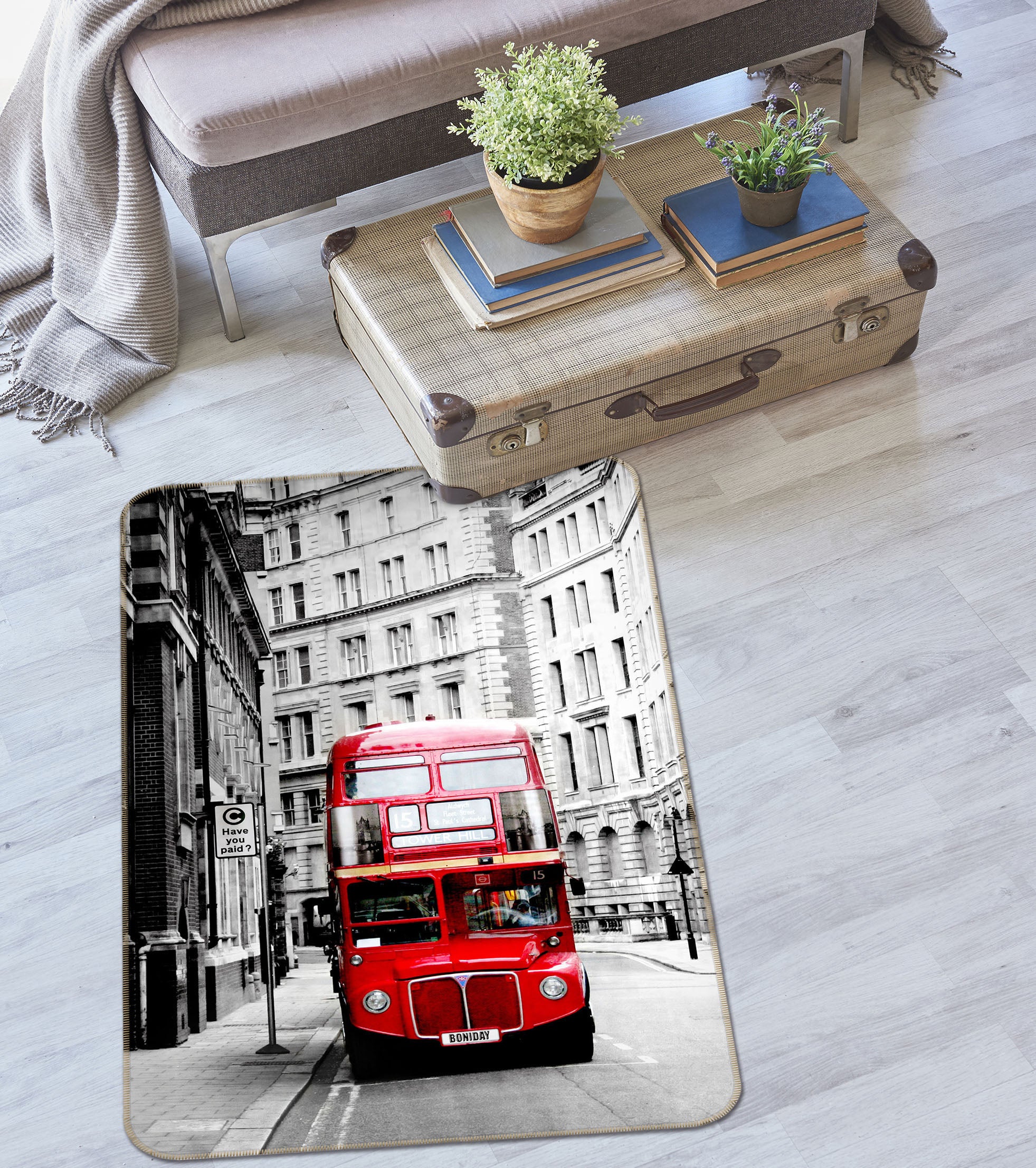 3D Street Double Decker Bus 42129 Vehicle Non Slip Rug Mat