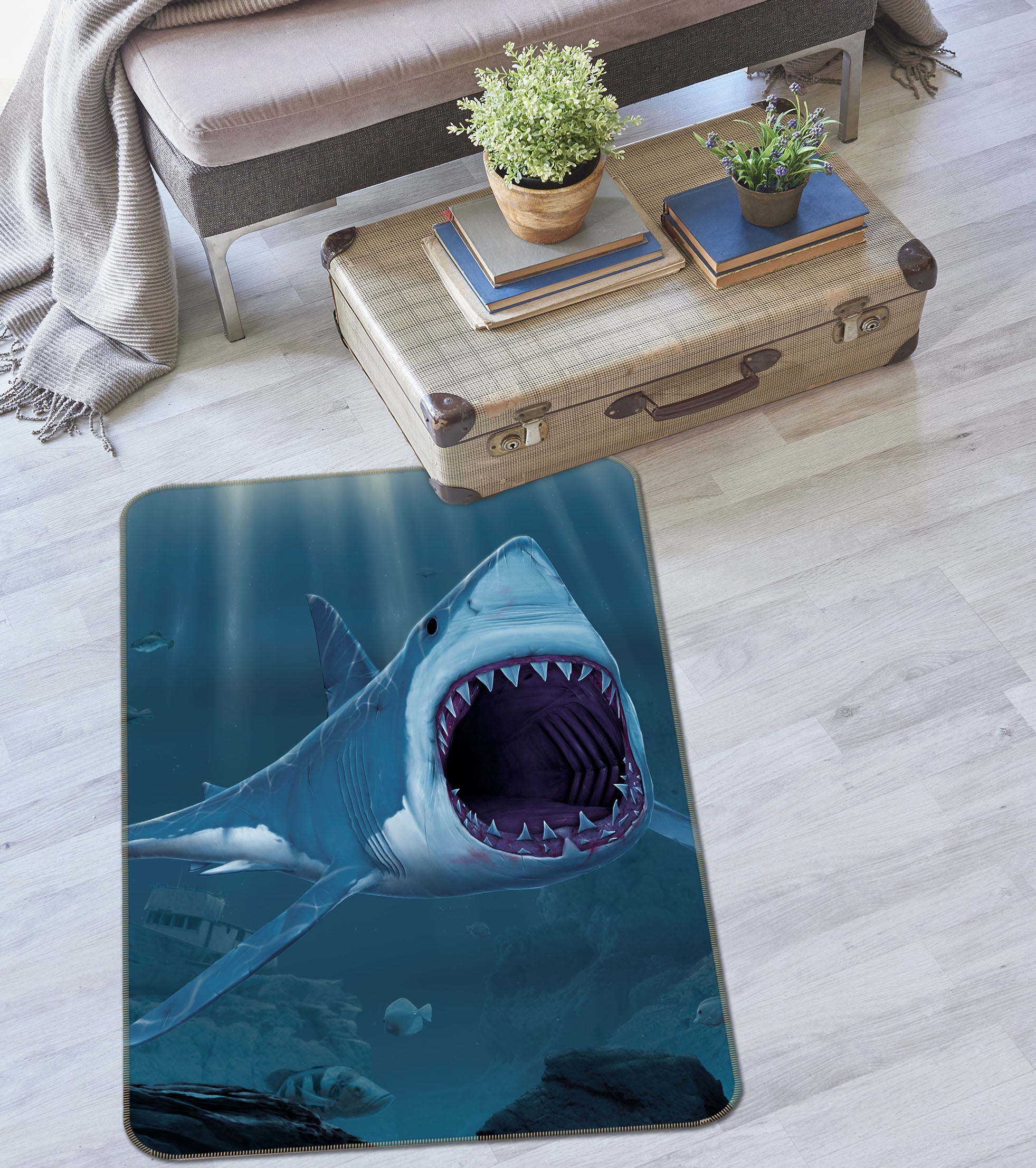 3D Shark 84254 Vincent Hie Rug Non Slip Rug Mat