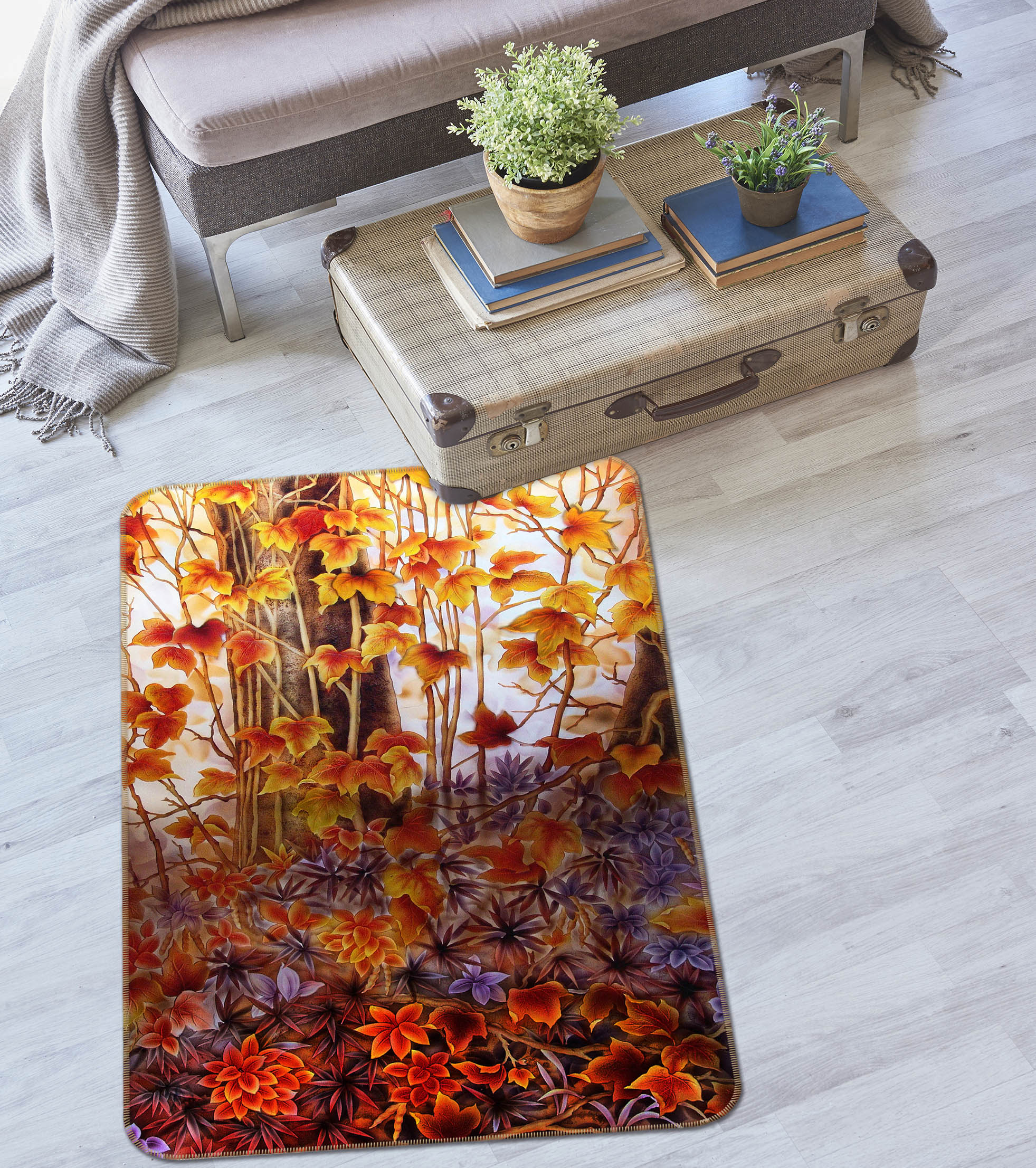 3D Tree Leaves 32218 Non Slip Rug Mat