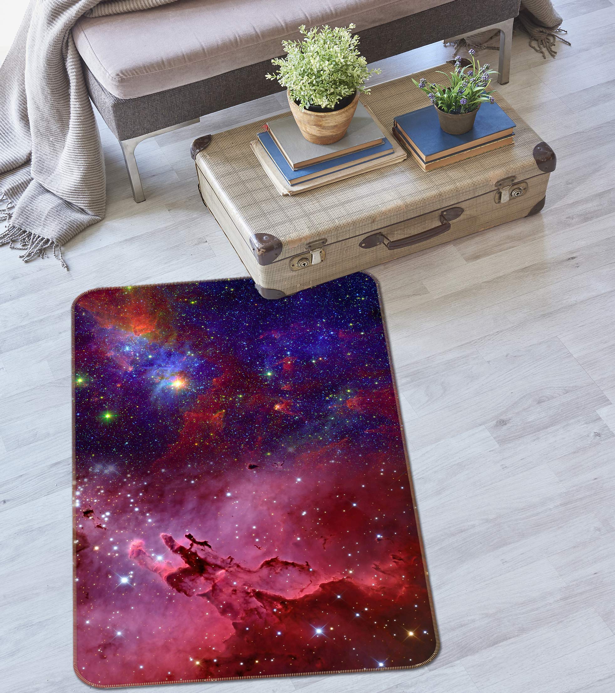 3D Red Starry Sky 27001 Non Slip Rug Mat