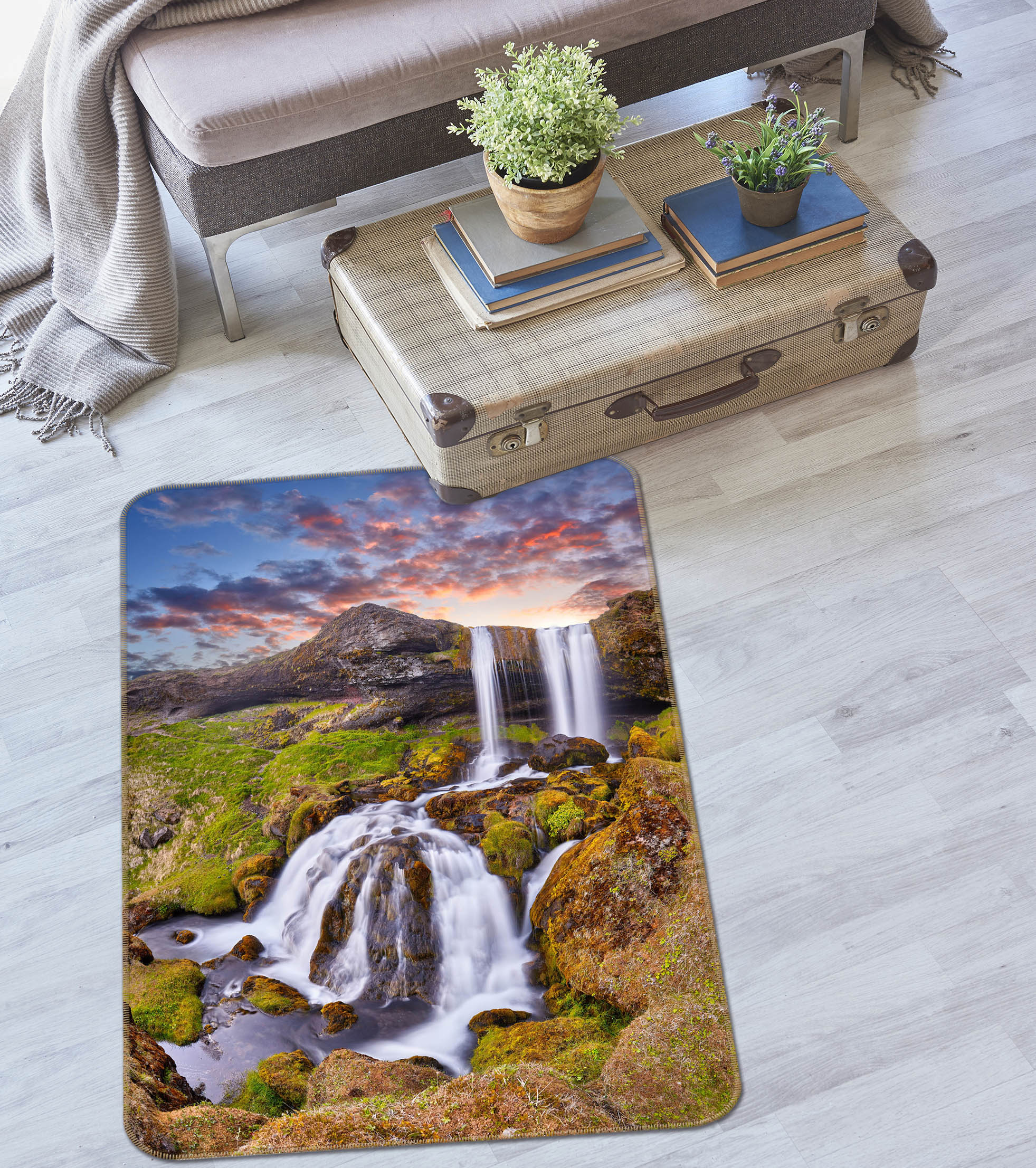 3D Mountain Waterfall 26209 Non Slip Rug Mat