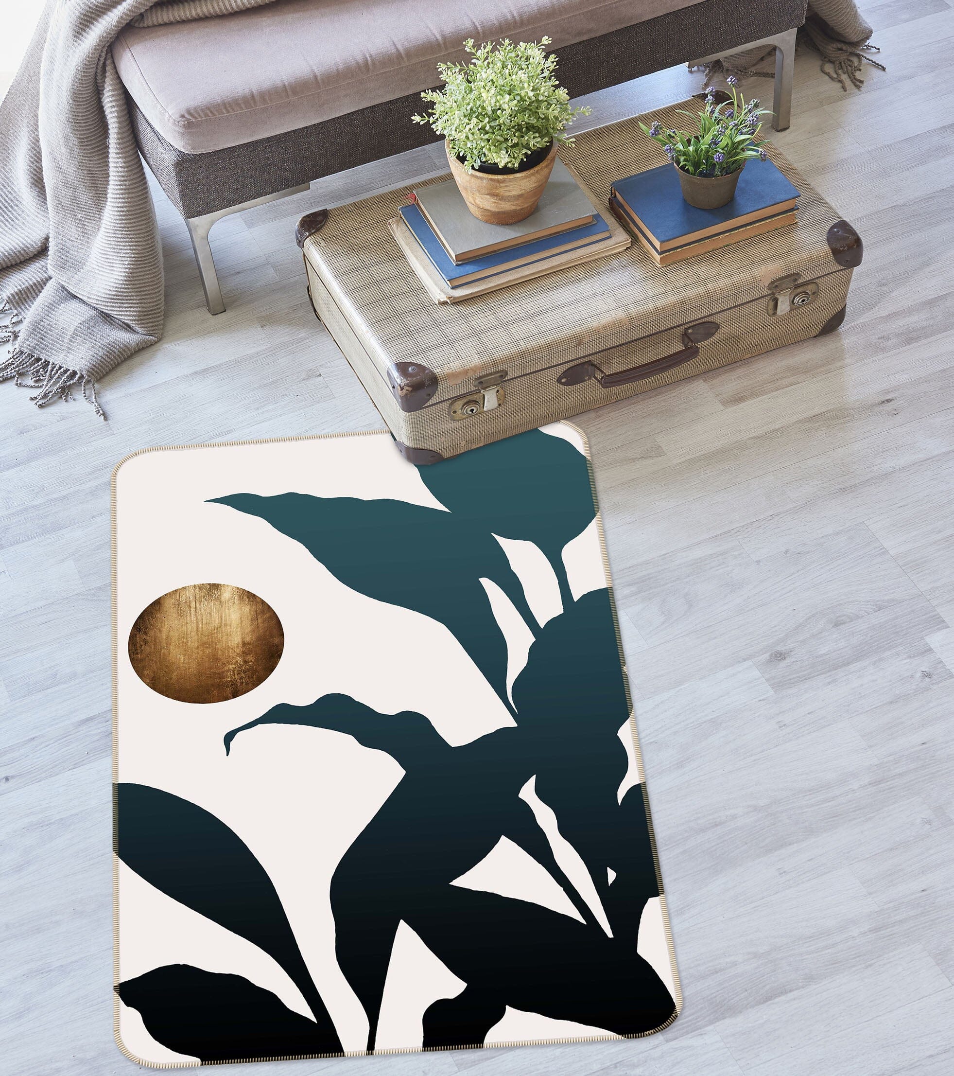 3D Moon Leaf 1054 Boris Draschoff Rug Non Slip Rug Mat Mat AJ Creativity Home