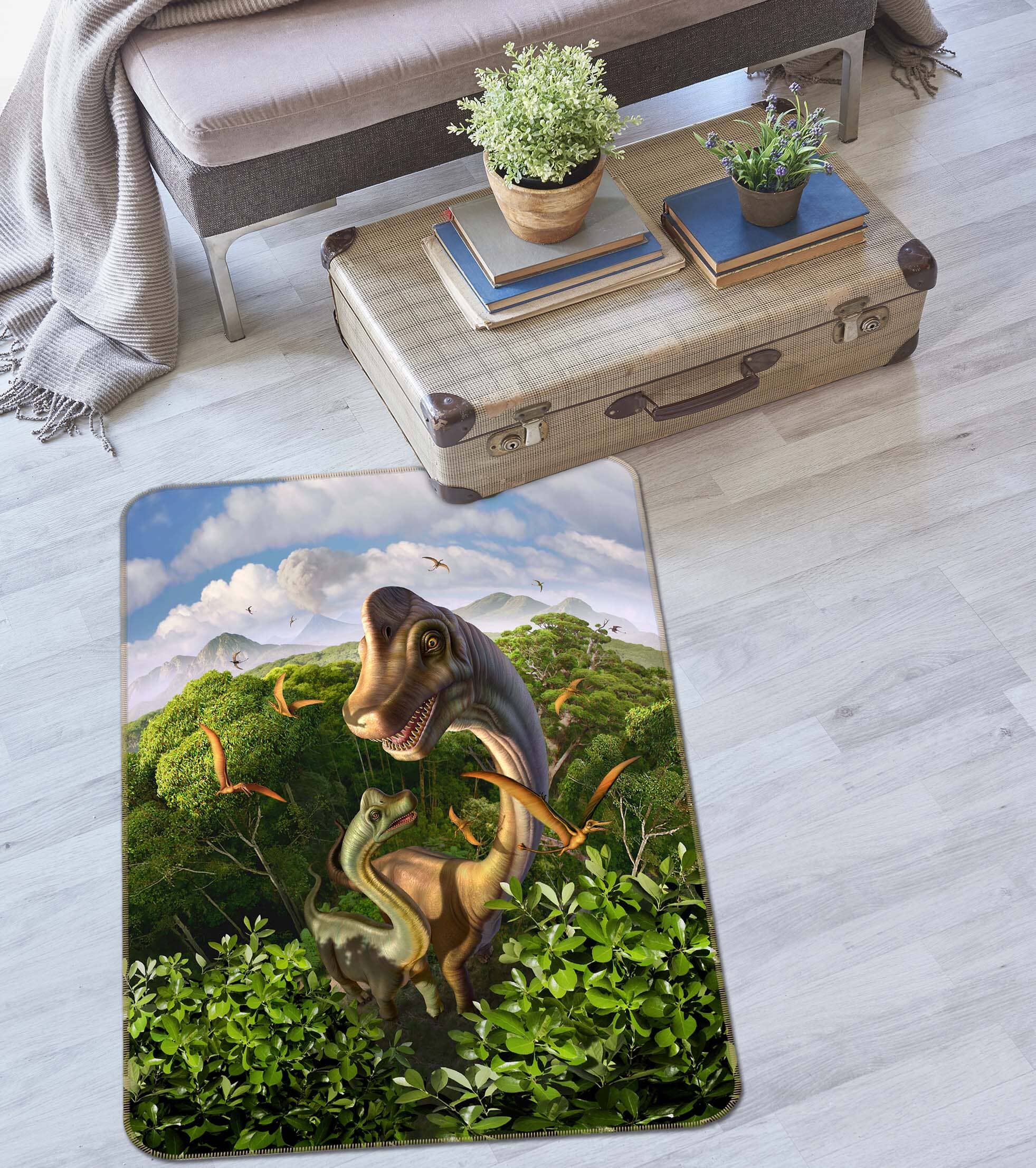 3D Long Necked Dragon 1068 Jerry LoFaro Rug Non Slip Rug Mat Mat AJ Creativity Home