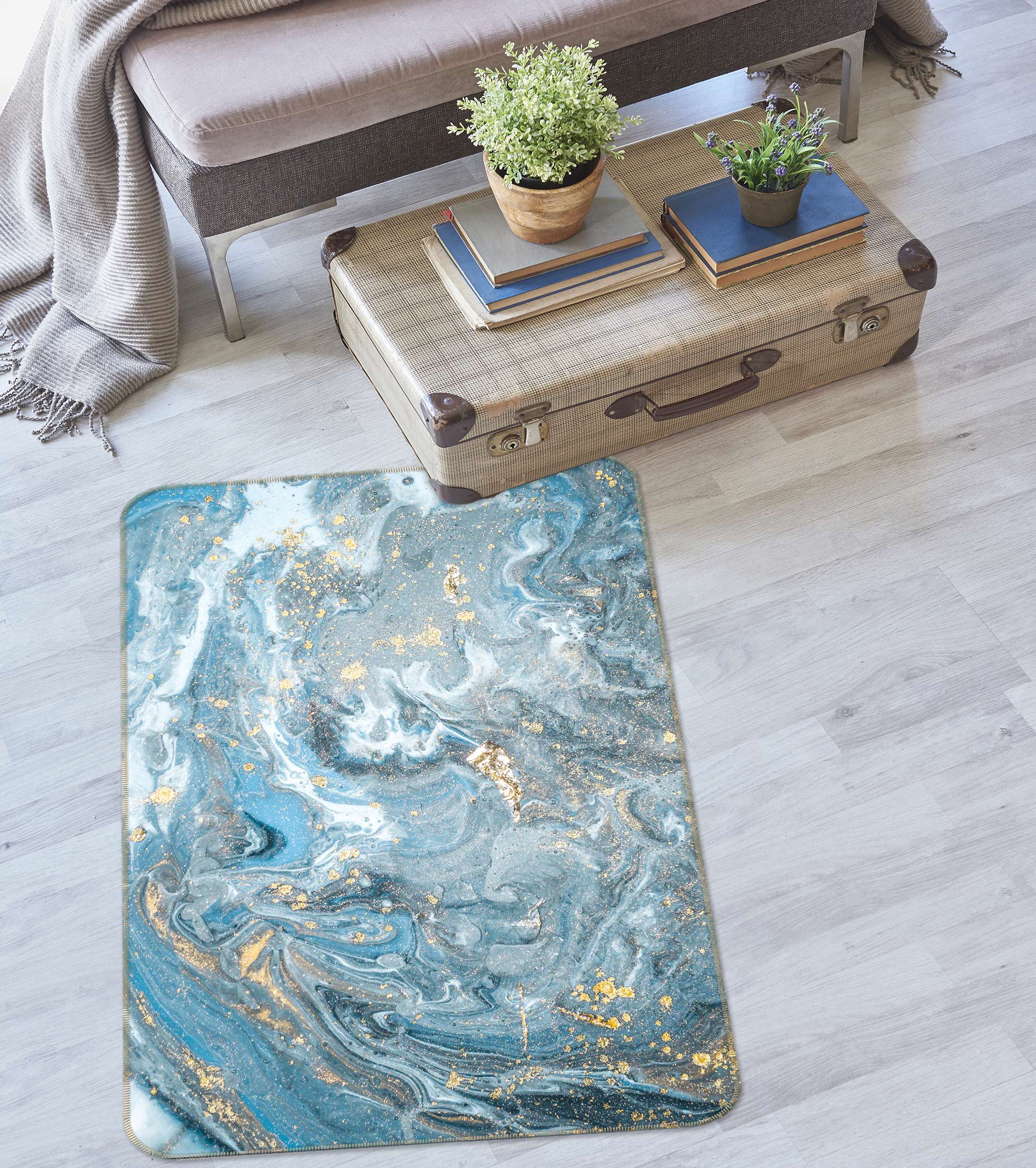 3D Pattern Lines 27037 Non Slip Rug Mat