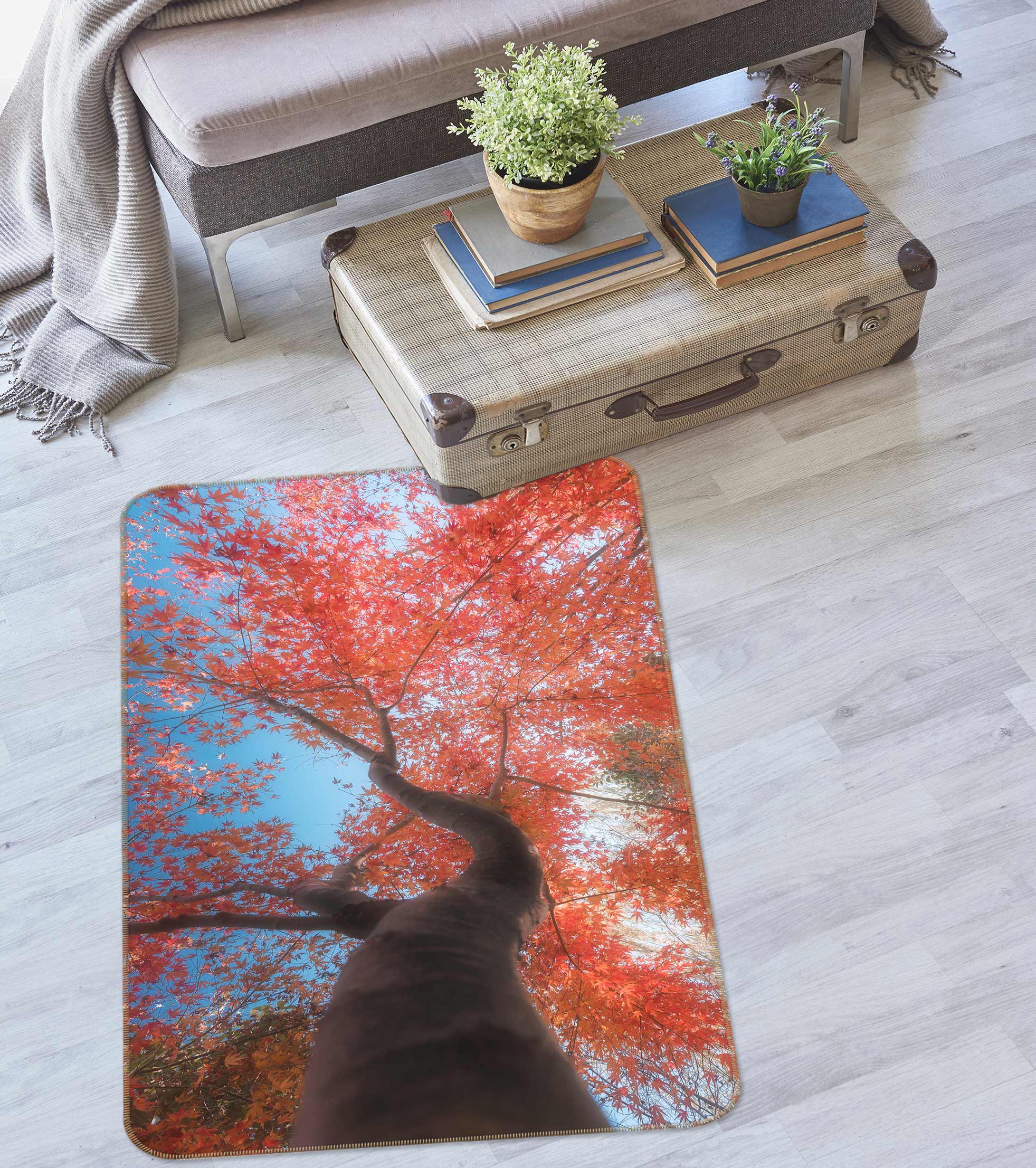 3D Red Tree 27064 Non Slip Rug Mat