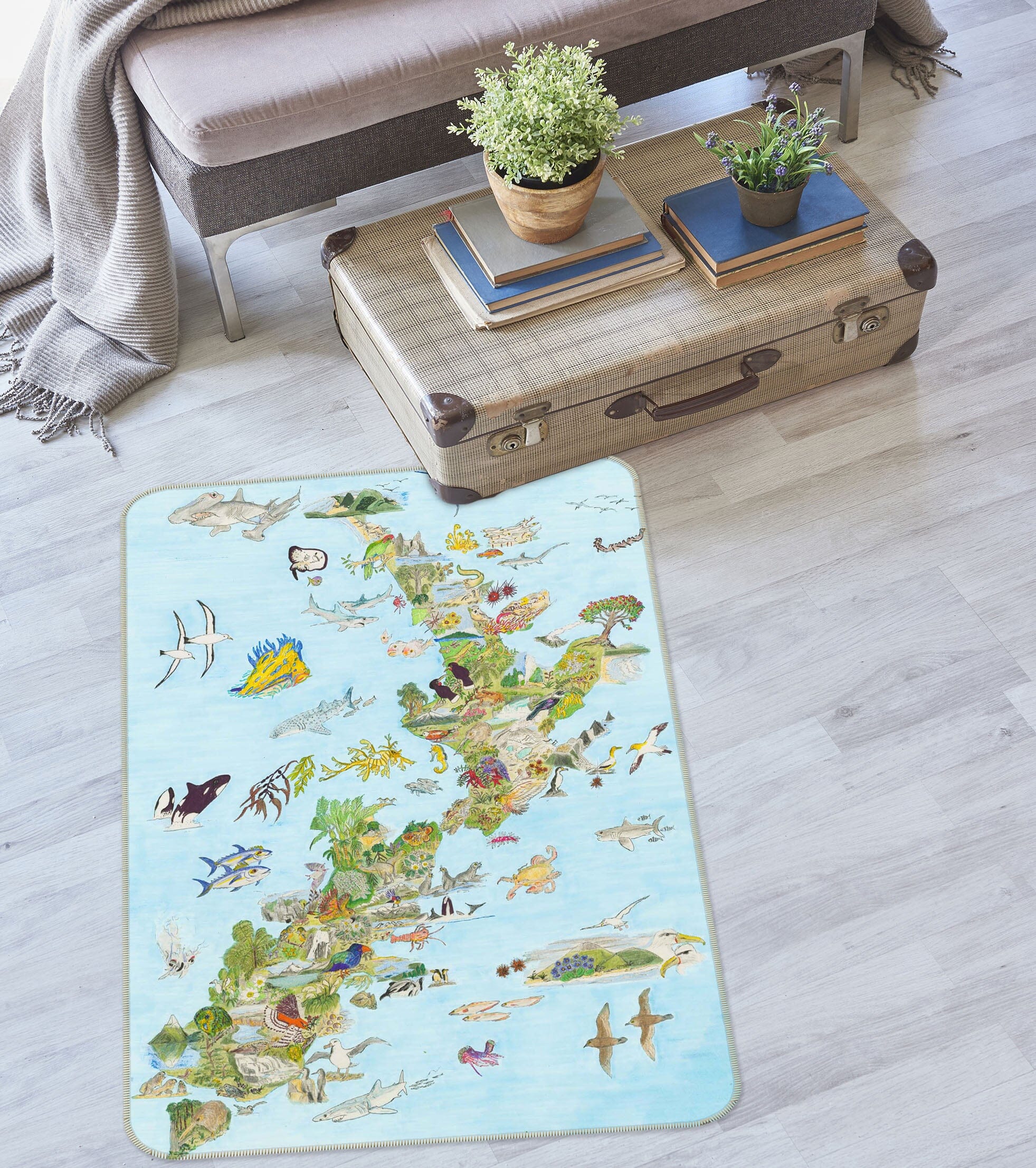 3D Animal Atlas 1517 Michael Sewell Rug Non Slip Rug Mat Mat AJ Creativity Home