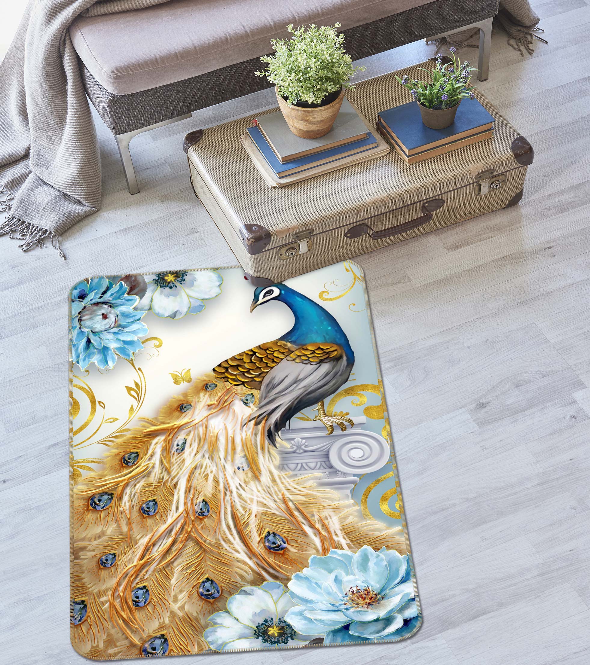3D Peacock 27053 Non Slip Rug Mat