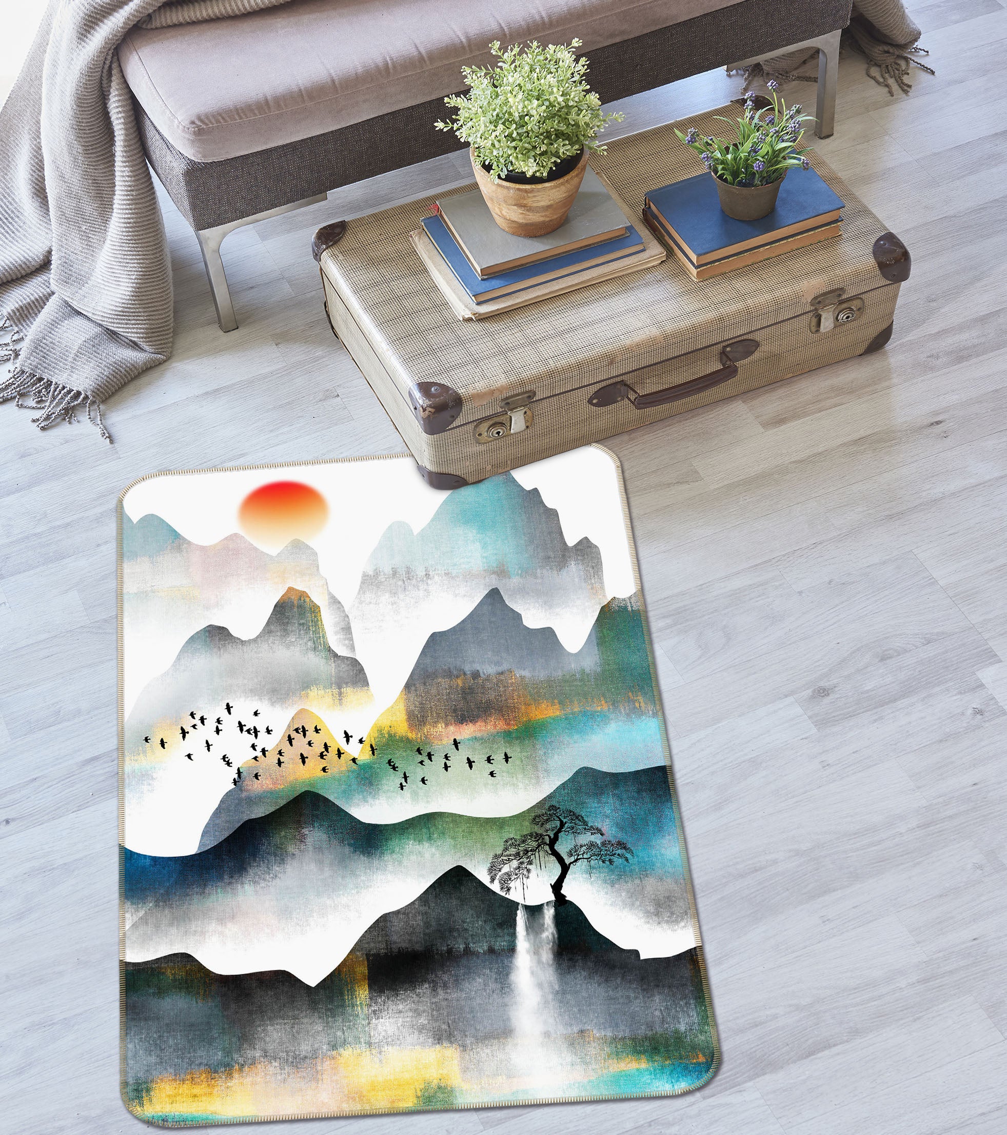 3D Mountains 28009 Non Slip Rug Mat