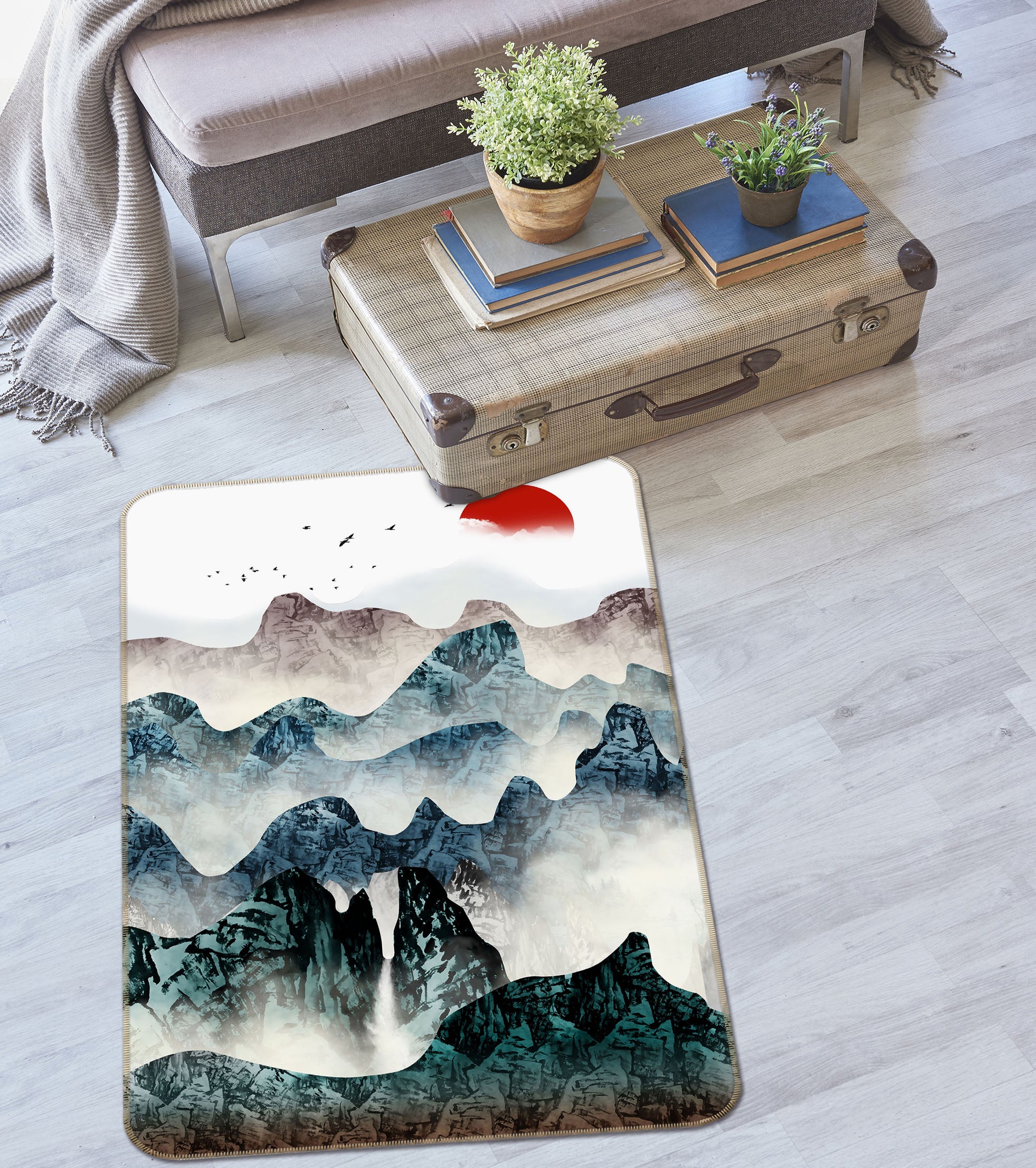 3D Mountains 27149 Non Slip Rug Mat