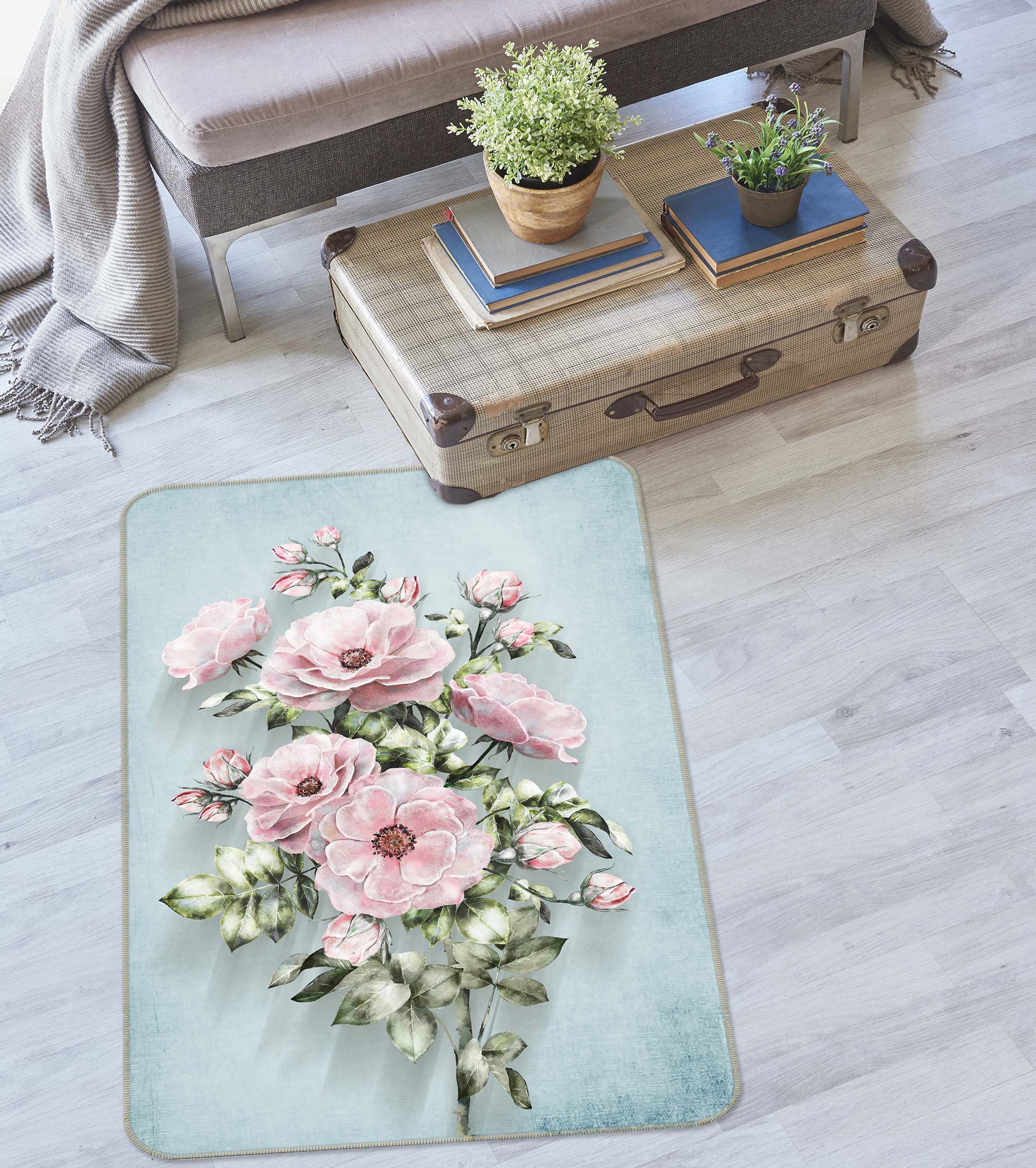 3D Pink Bouquet 33099 Non Slip Rug Mat