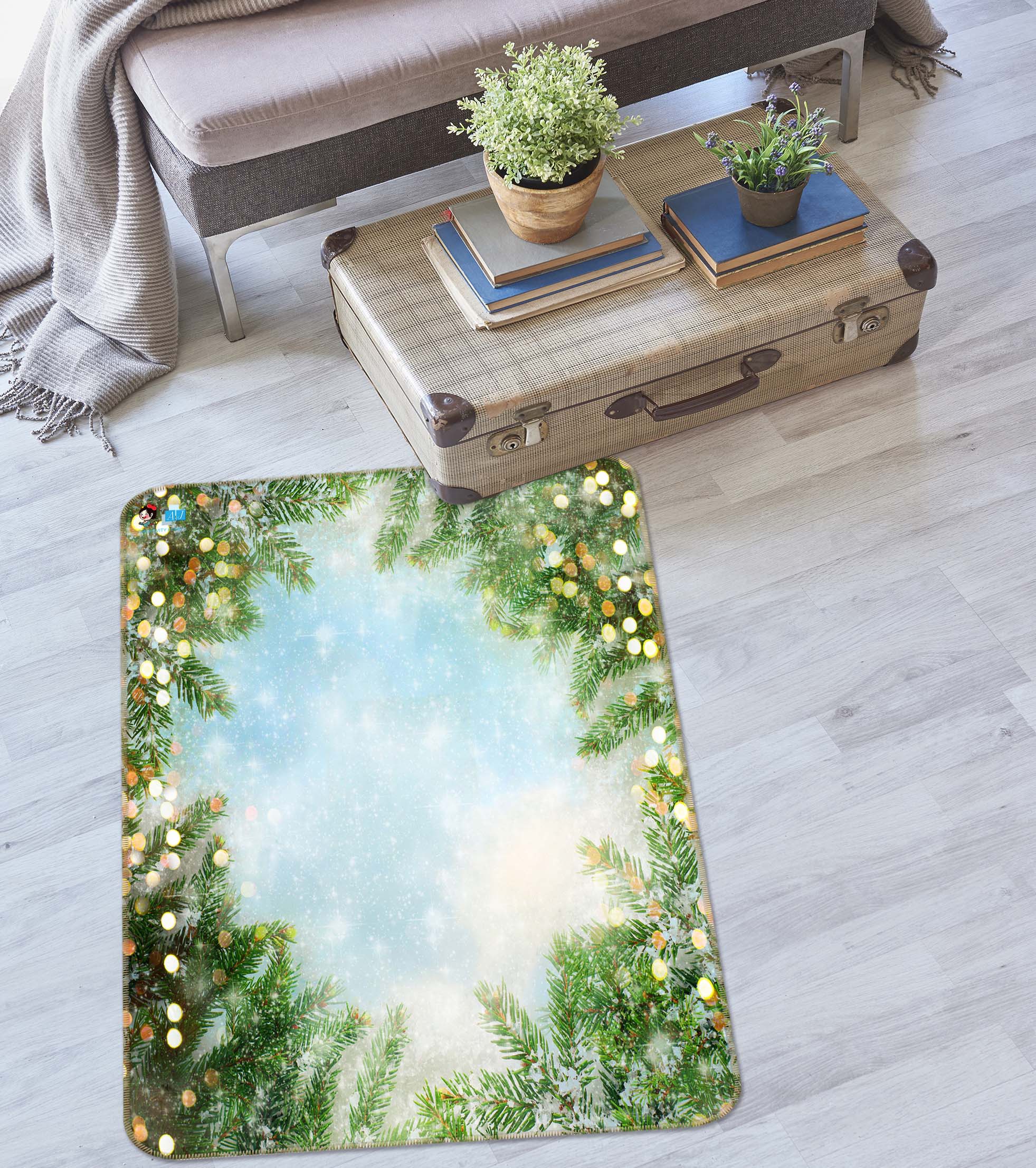 3D Tree Circle 55139 Christmas Non Slip Rug Mat Xmas