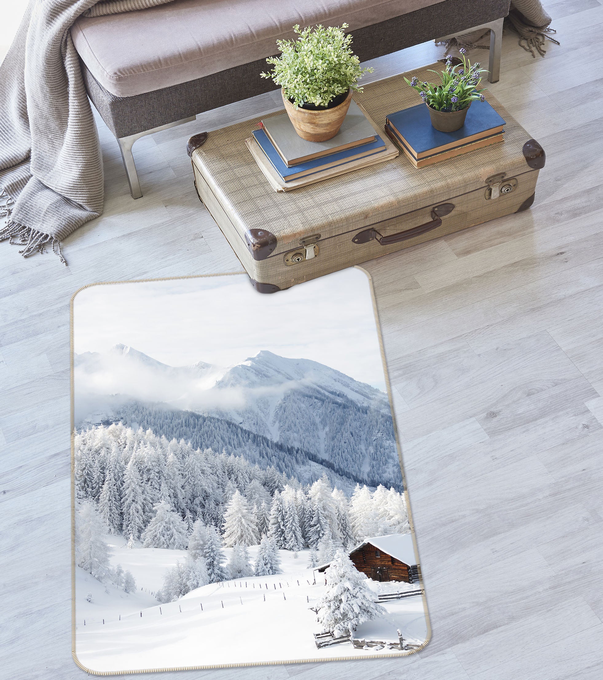 3D Snow Mountain 26021 Non Slip Rug Mat