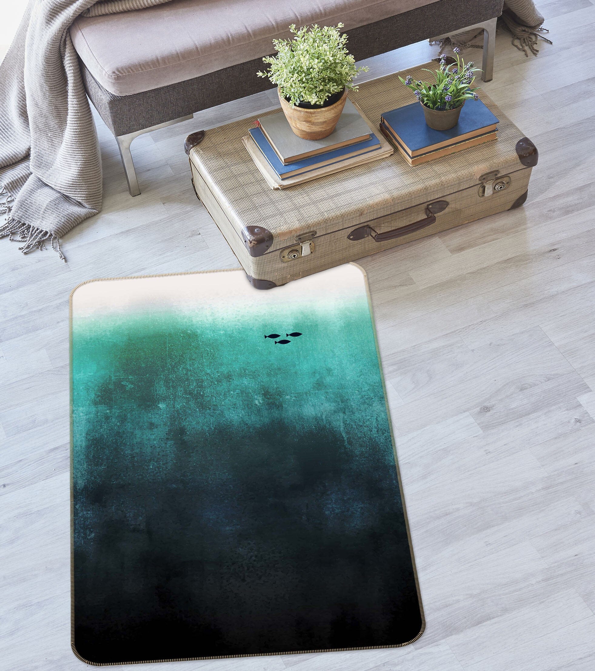 3D Green Gradient Pattern 1076 Boris Draschoff Rug Non Slip Rug Mat Mat AJ Creativity Home