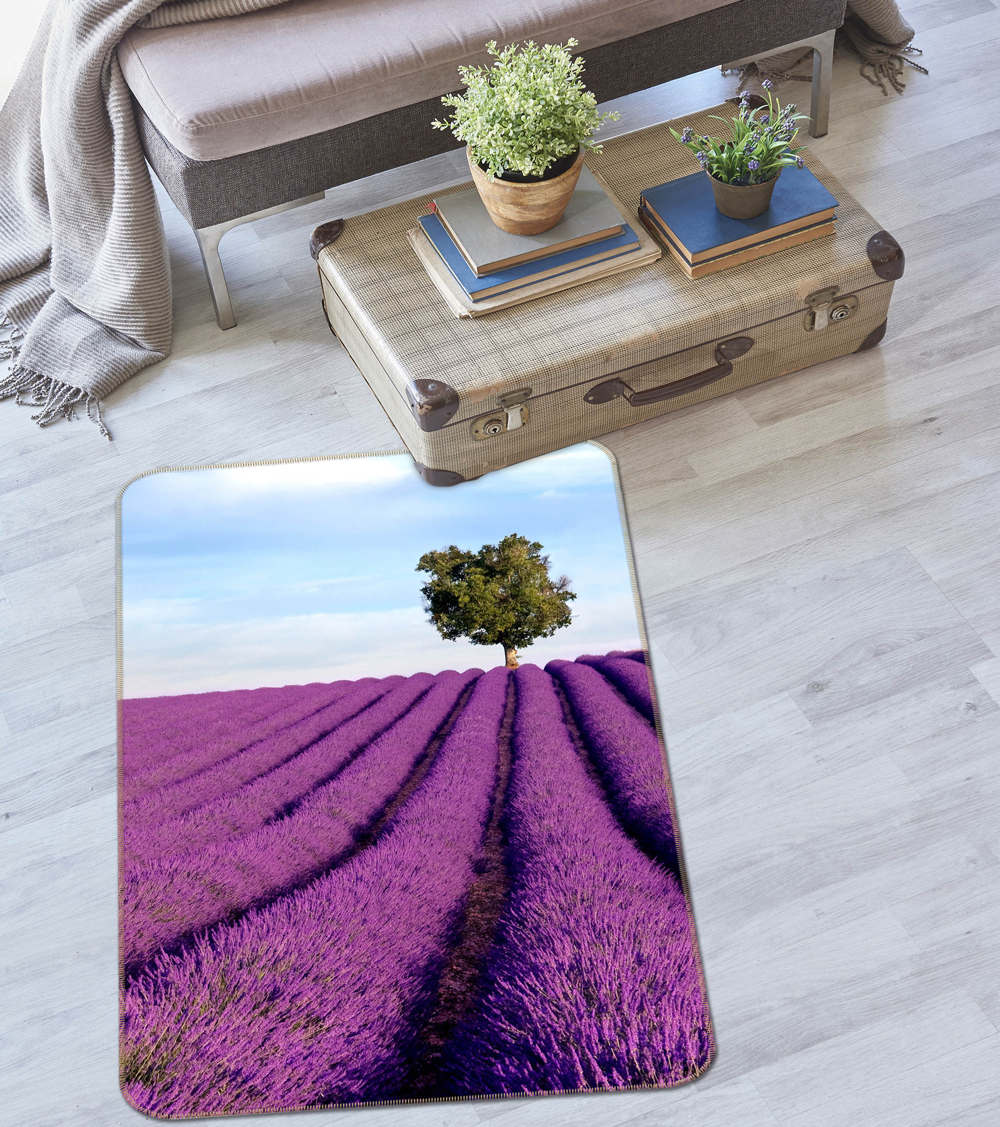3D Lavender Flowers 32229 Non Slip Rug Mat