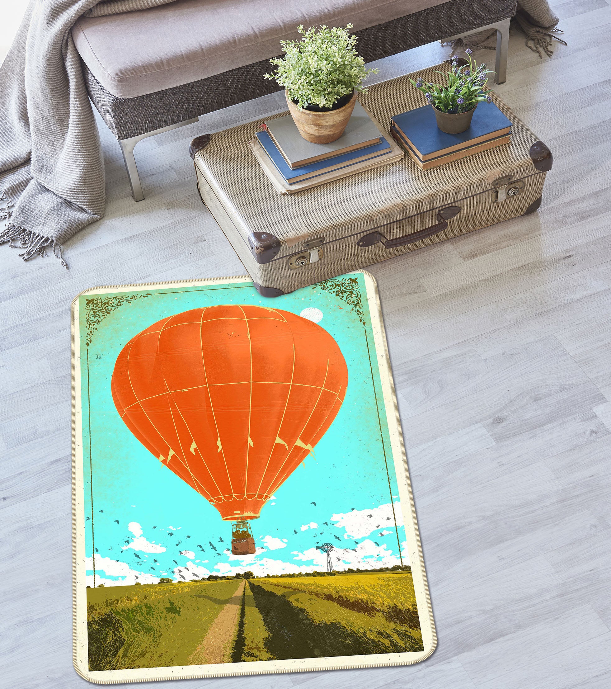 3D Hot Air Balloon 84098 Showdeer Rug Non Slip Rug Mat