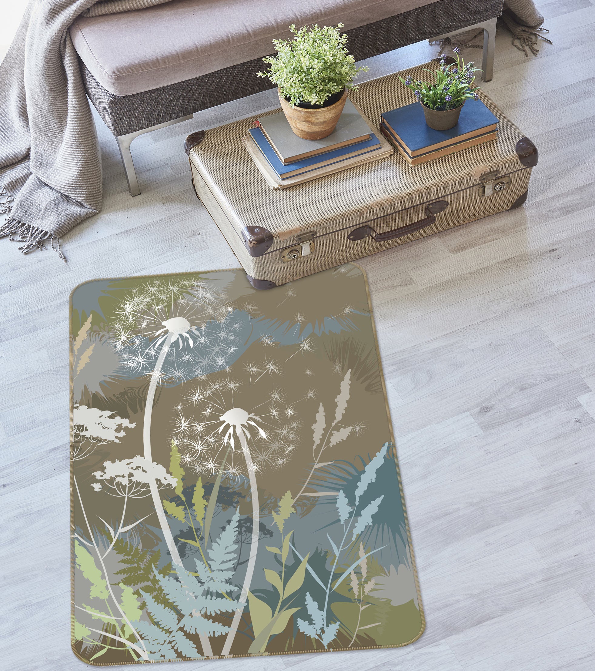 3D Dandelion Leaves 33102 Non Slip Rug Mat