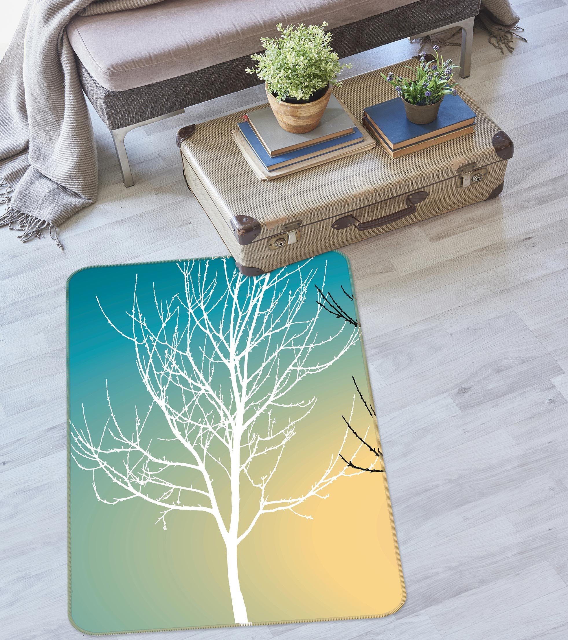 3D White Dead Tree 76161 Non Slip Rug Mat