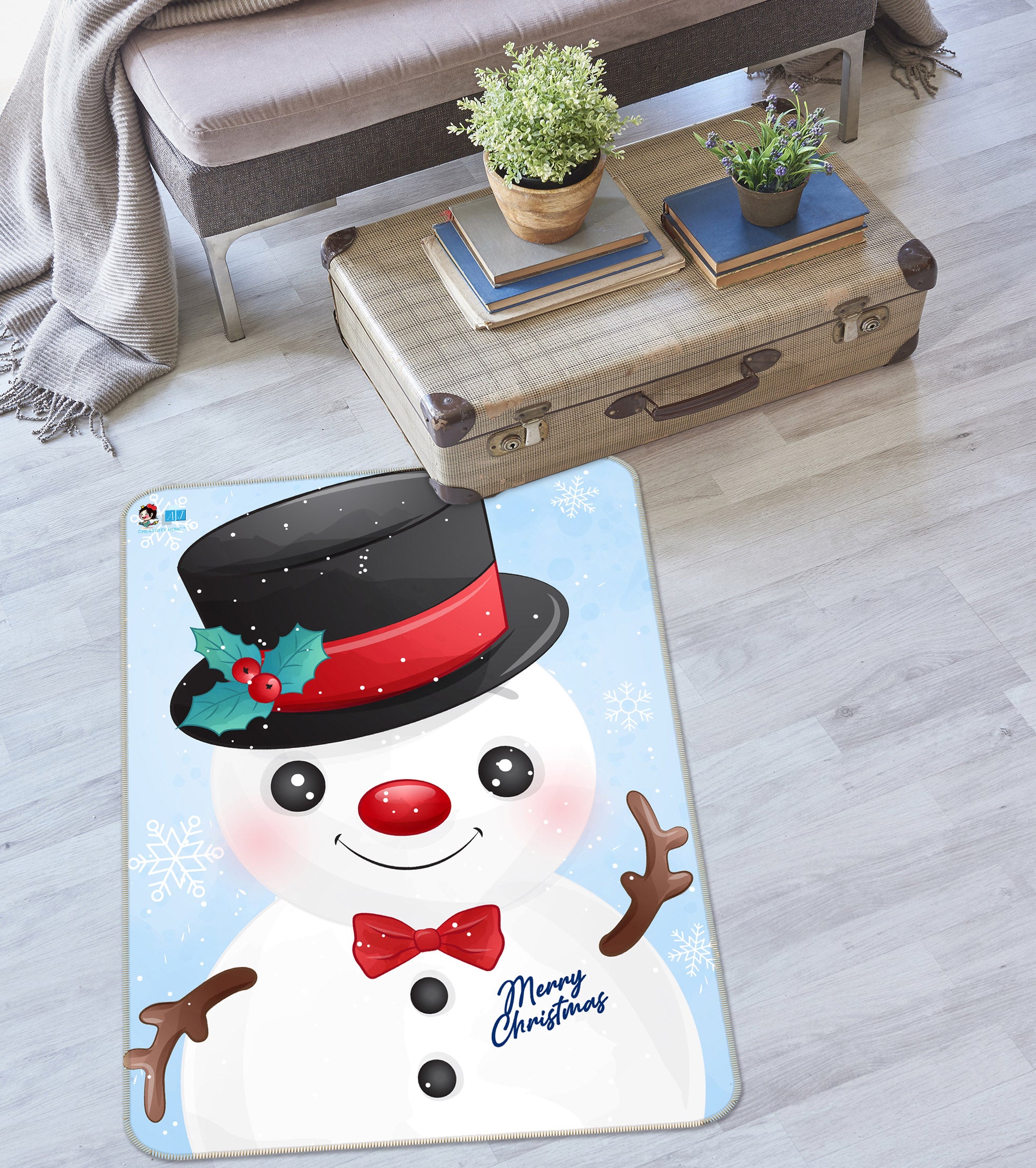 3D Snowman 55121 Christmas Non Slip Rug Mat Xmas