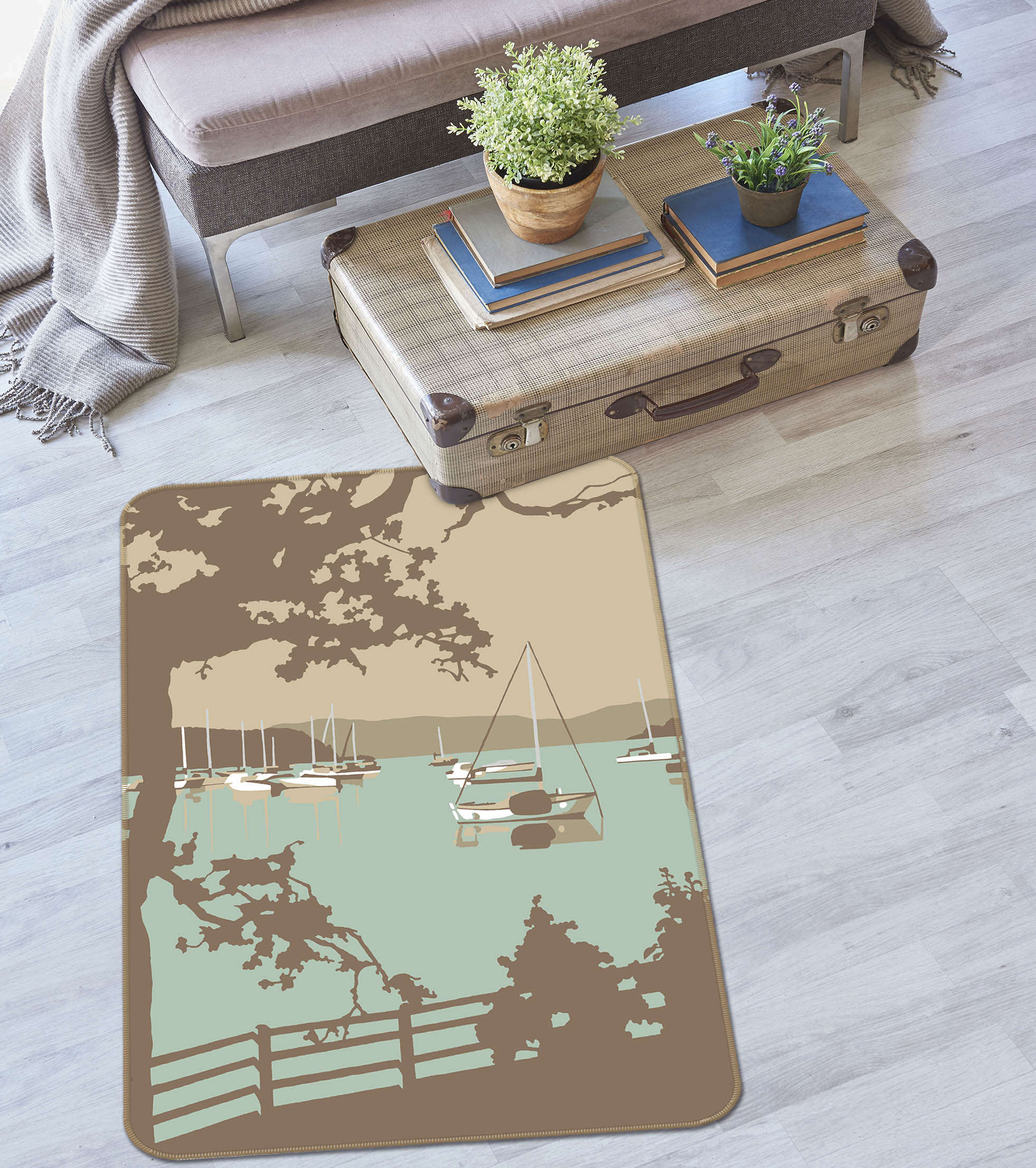 3D Poole Harbour View 84291 Steve Read Rug Non Slip Rug Mat