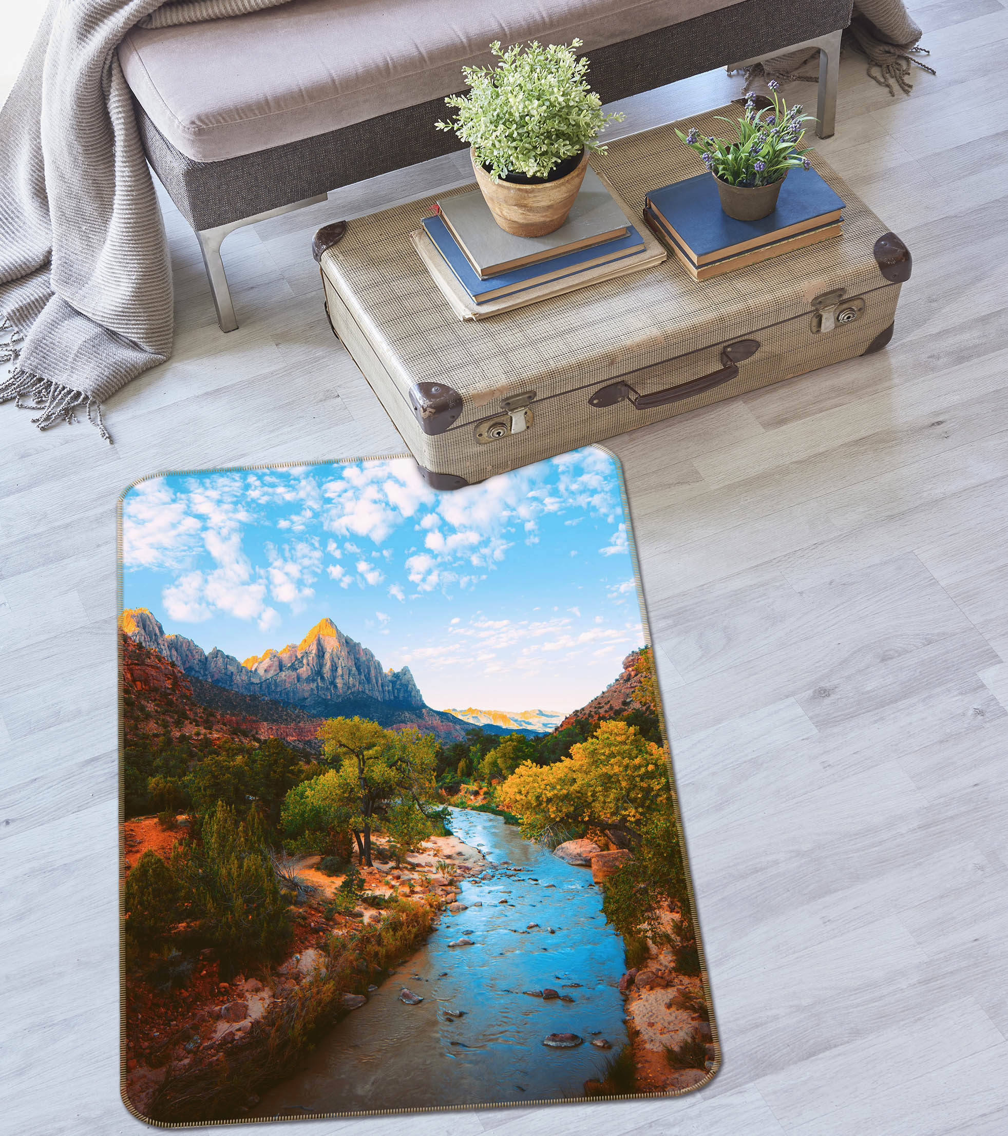 3D Mountain Gorge 28023 Non Slip Rug Mat