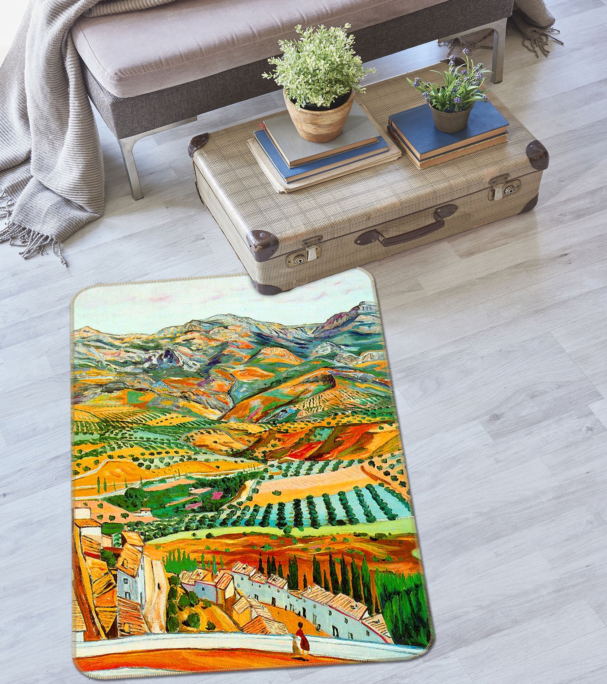 3D Mountain Field 33215 Non Slip Rug Mat