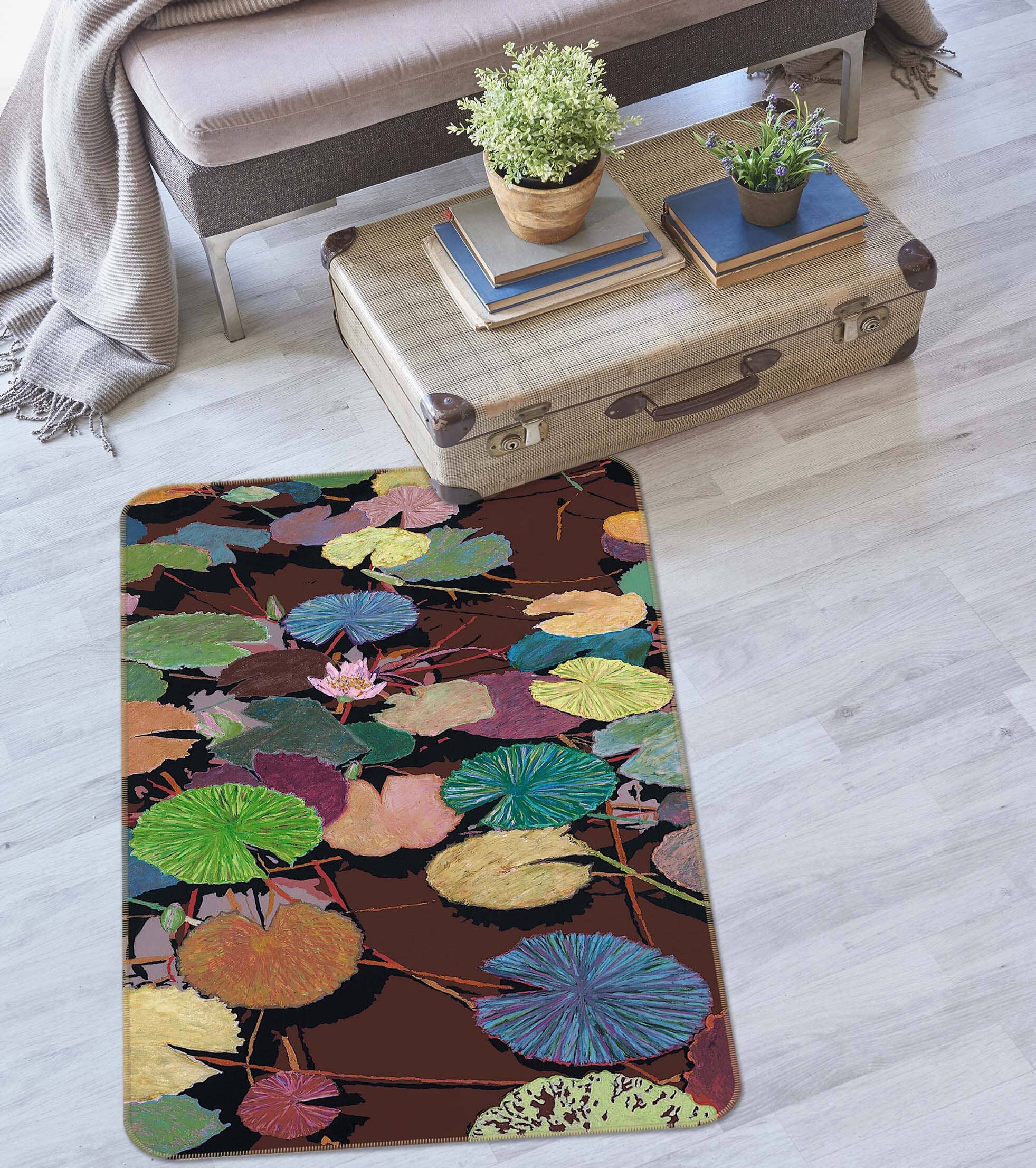 3D Lotus Leaf Withered 3039 Allan P. Friedlander Rug Non Slip Rug Mat Mat AJ Creativity Home