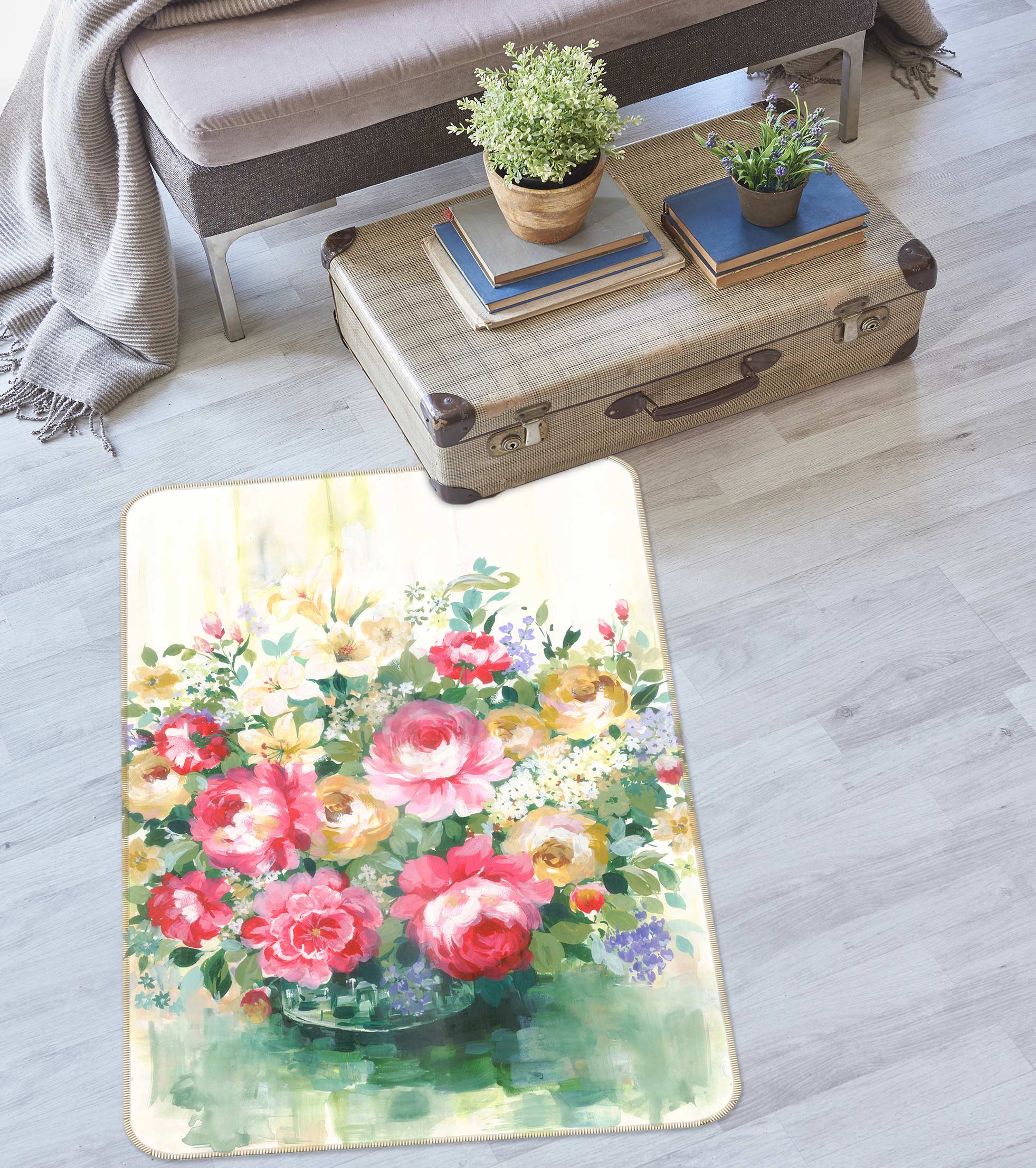 3D Flower Pot 27075 Non Slip Rug Mat