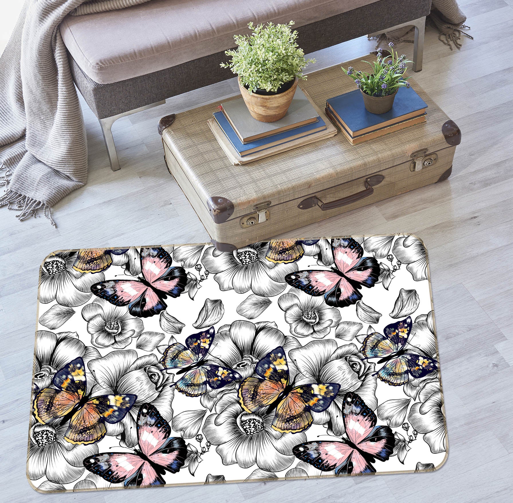 3D Butterfly 29213 Non Slip Rug Mat