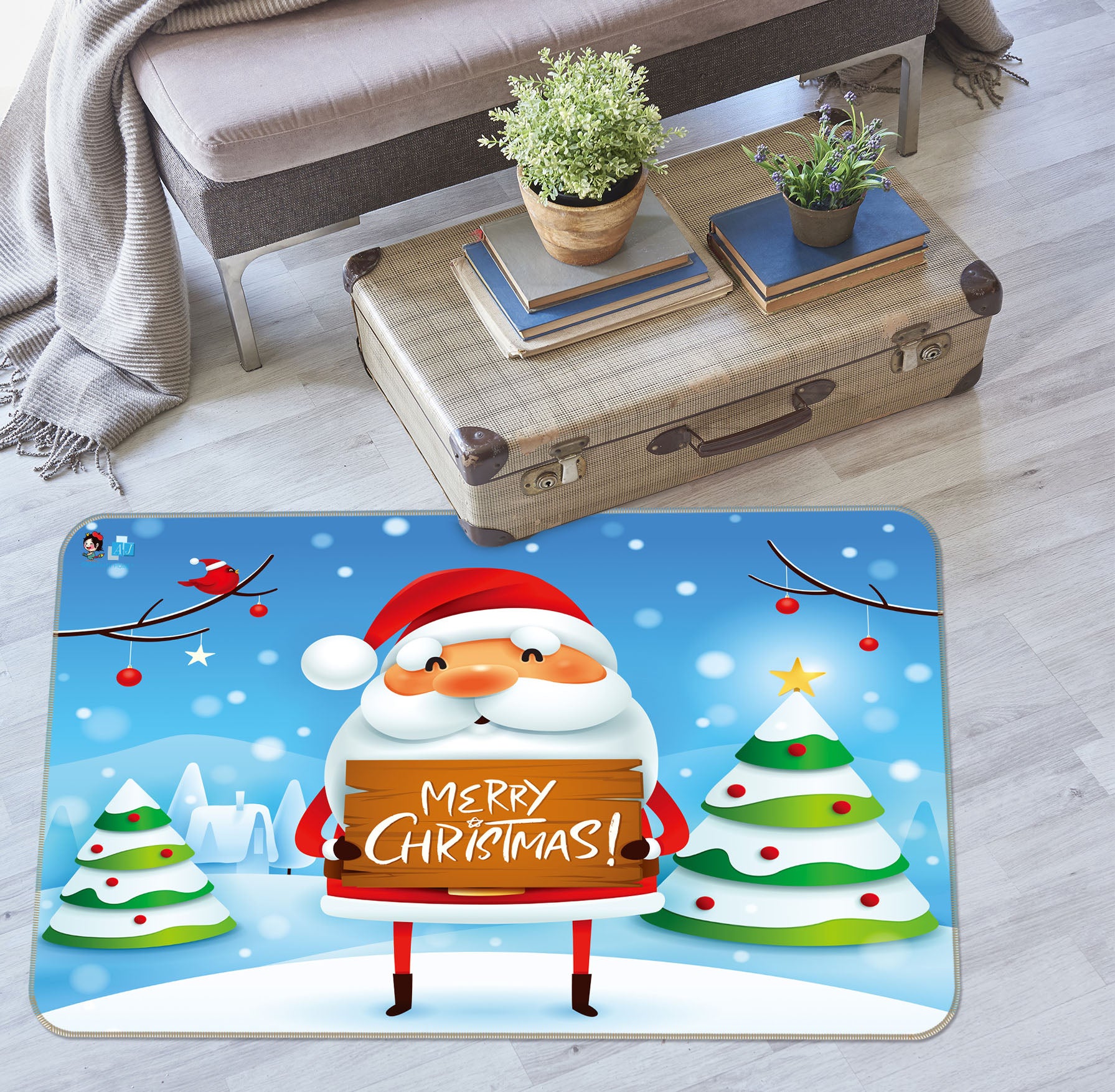 3D Santa Claus 55100 Christmas Non Slip Rug Mat Xmas