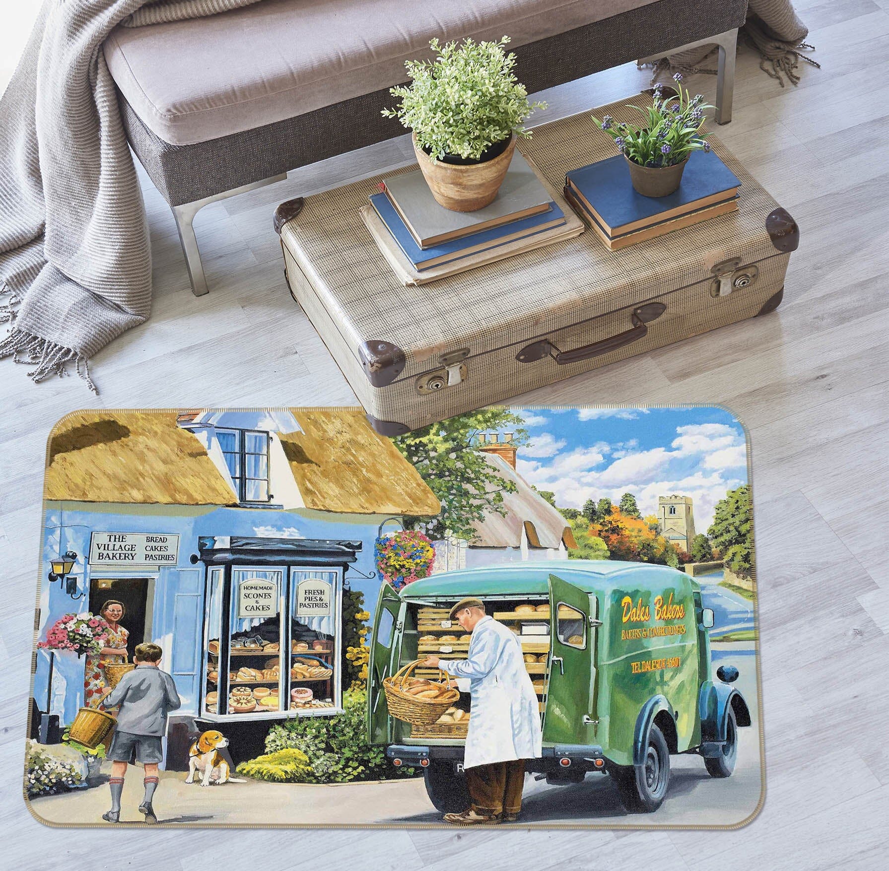3D The Village Bakery 1121 Trevor Mitchell Rug Non Slip Rug Mat Mat AJ Creativity Home