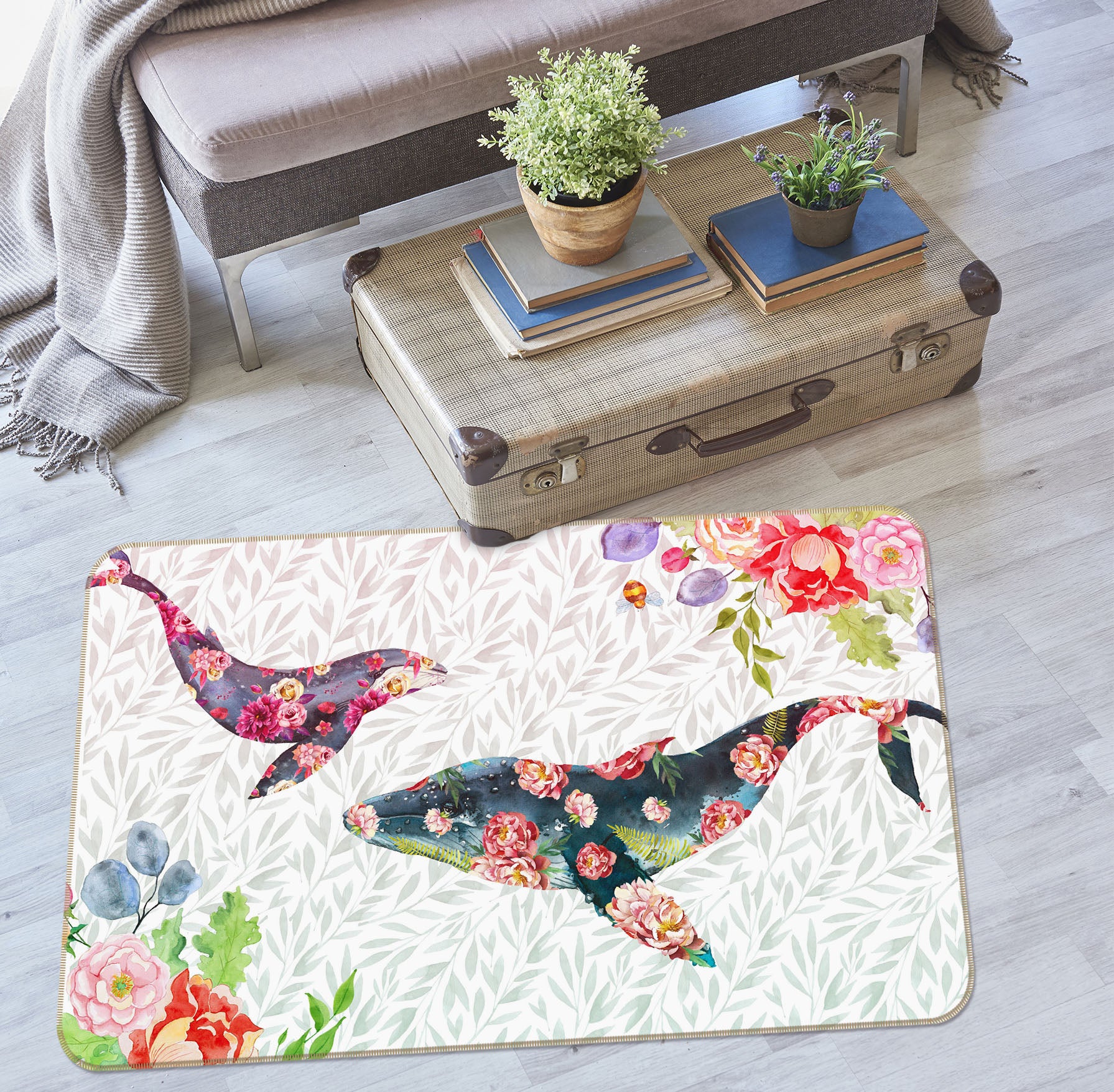 3D Flower Whalet 34062 Non Slip Rug Mat