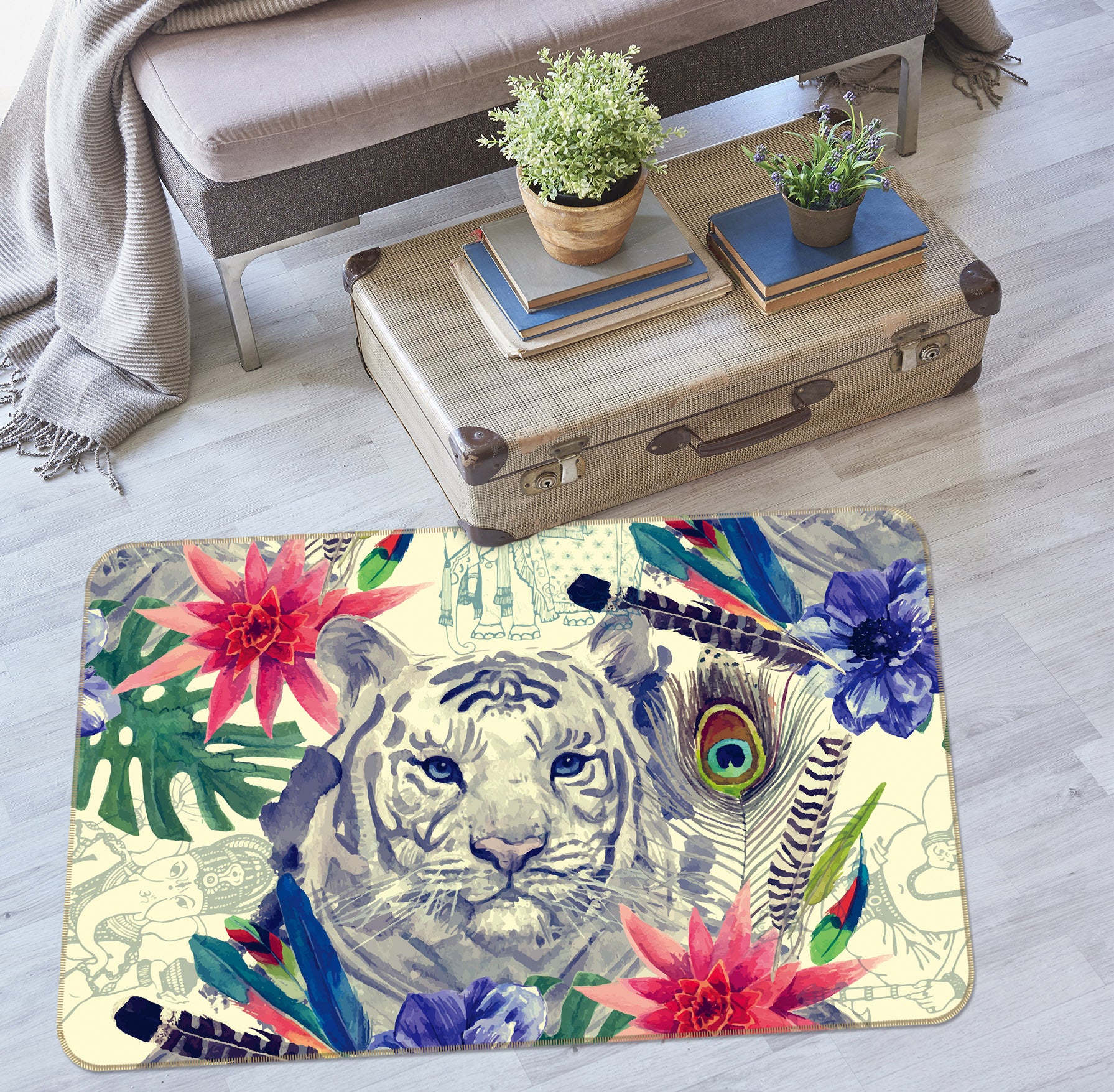 3D Tiger Pattern 35074 Non Slip Rug Mat