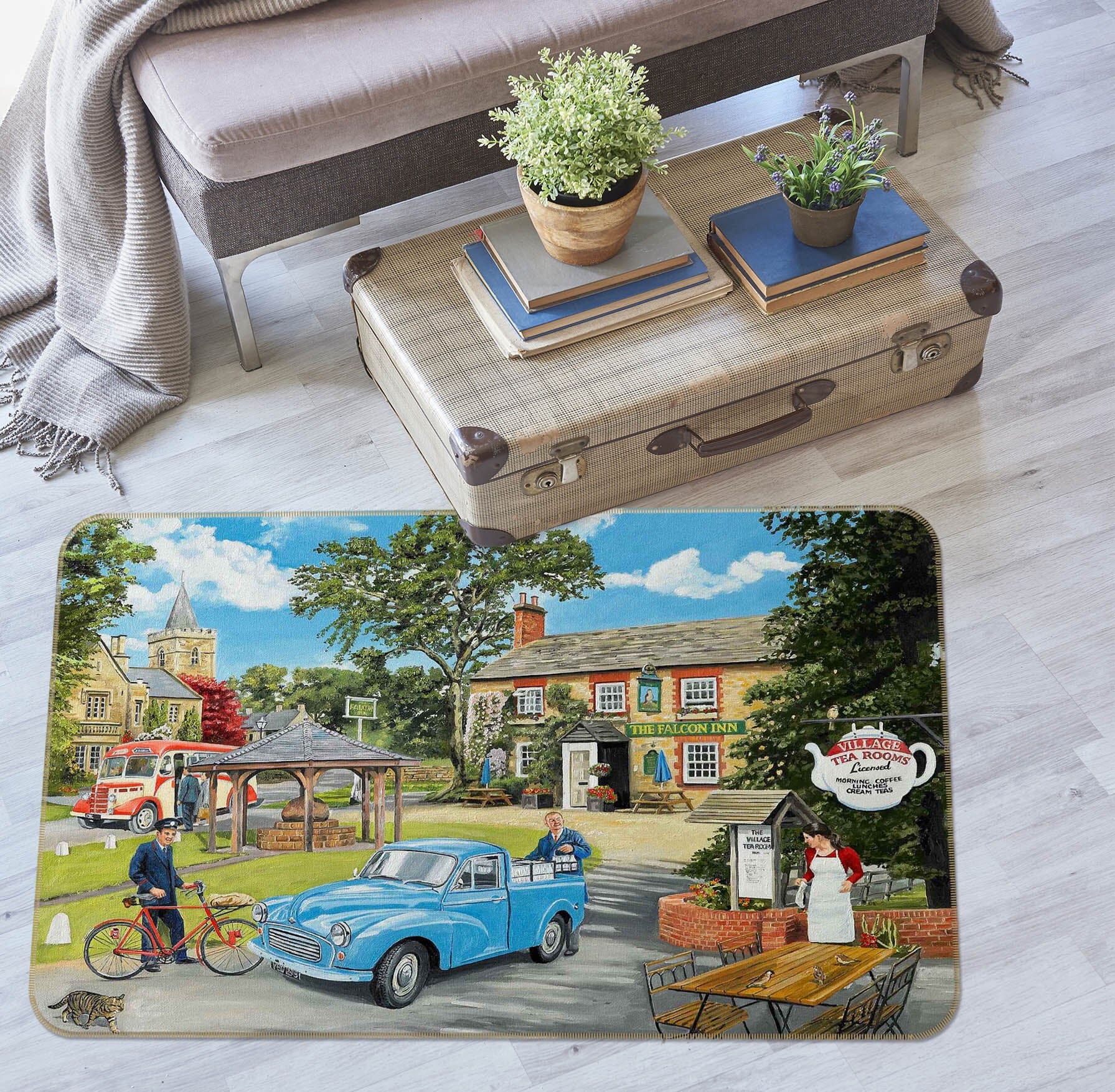 3D The Village Tearooms 1126 Trevor Mitchell Rug Non Slip Rug Mat Mat AJ Creativity Home