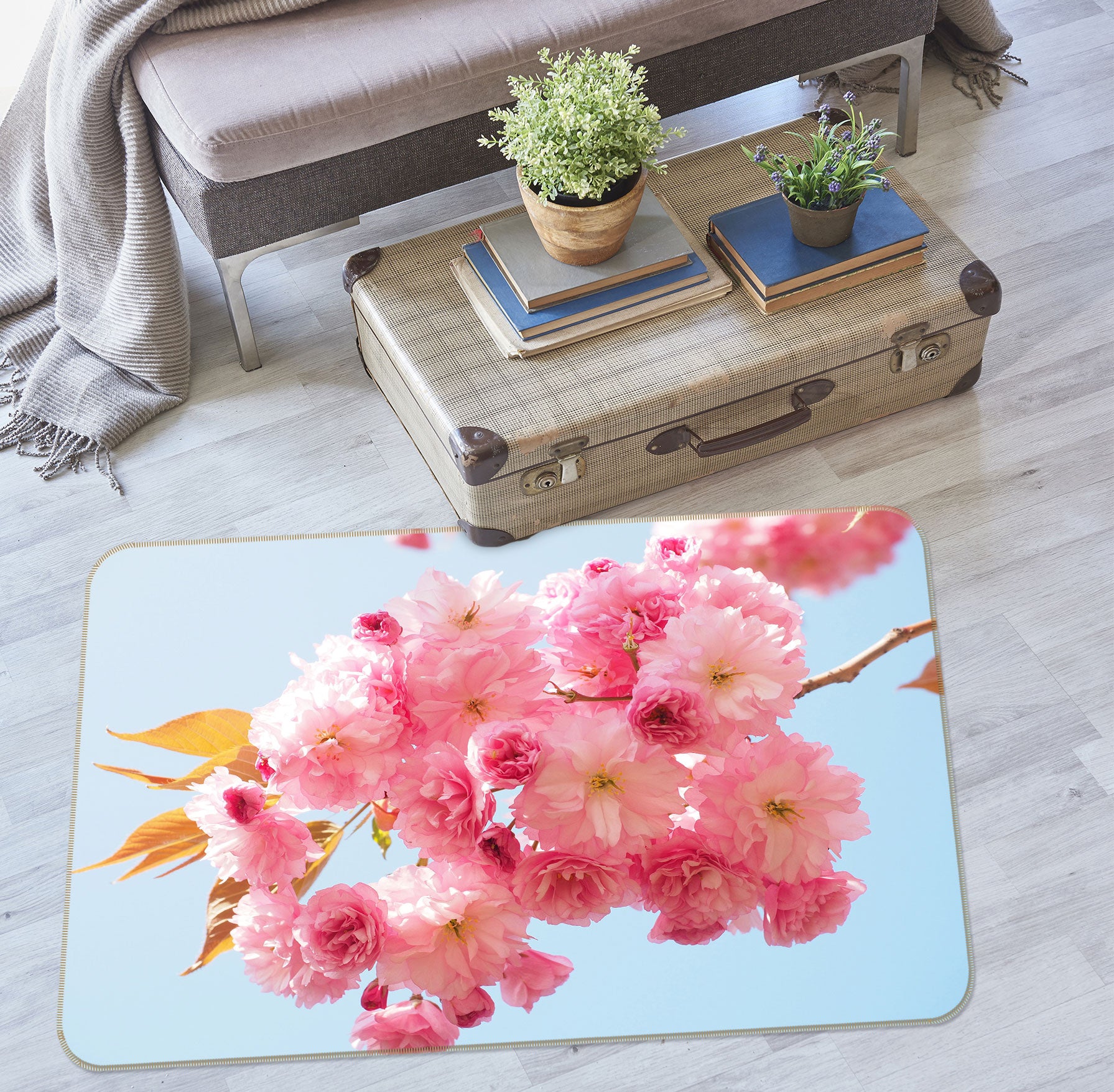 3D Cherry Blossoms 76274 Non Slip Rug Mat