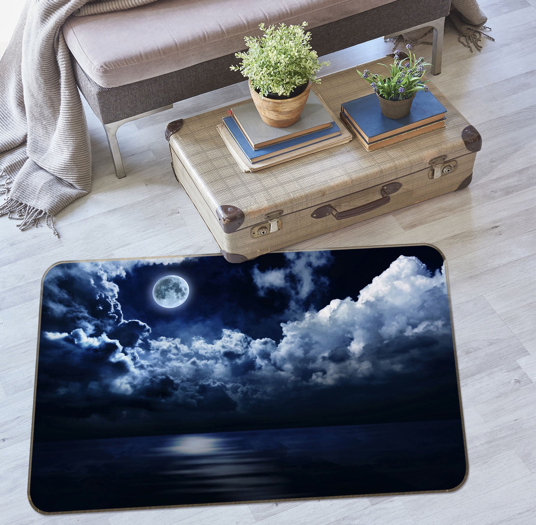 3D Moon Clouds 31148 Non Slip Rug Mat